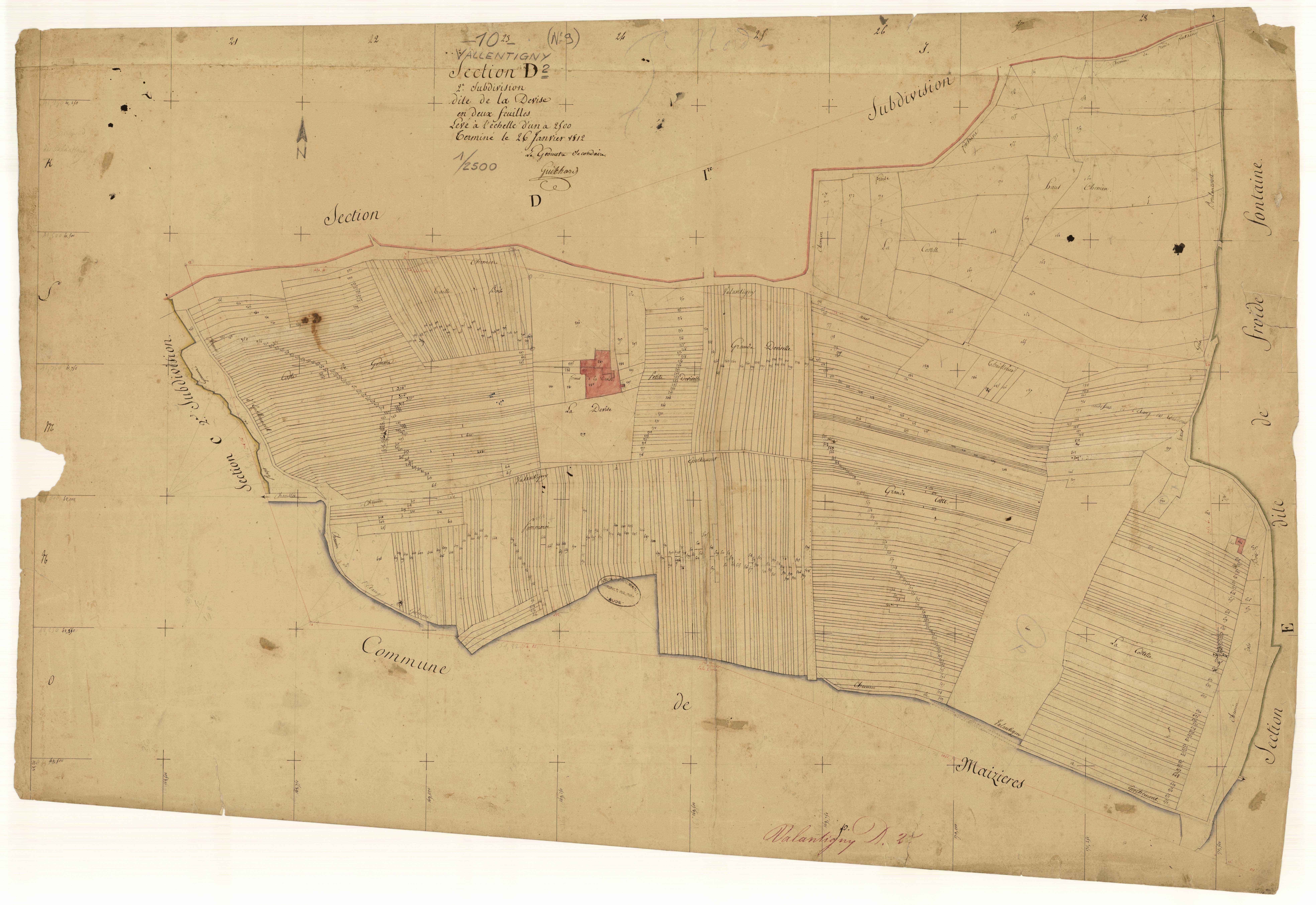 Vallentigny, section D dite de la devise, feuille n° 2