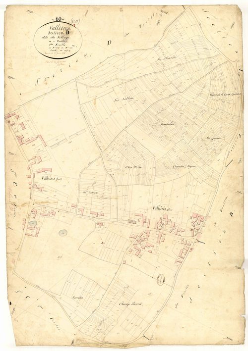 Vallières, section D dite du village, feuille  n° 3, parcelles n° 635-1374