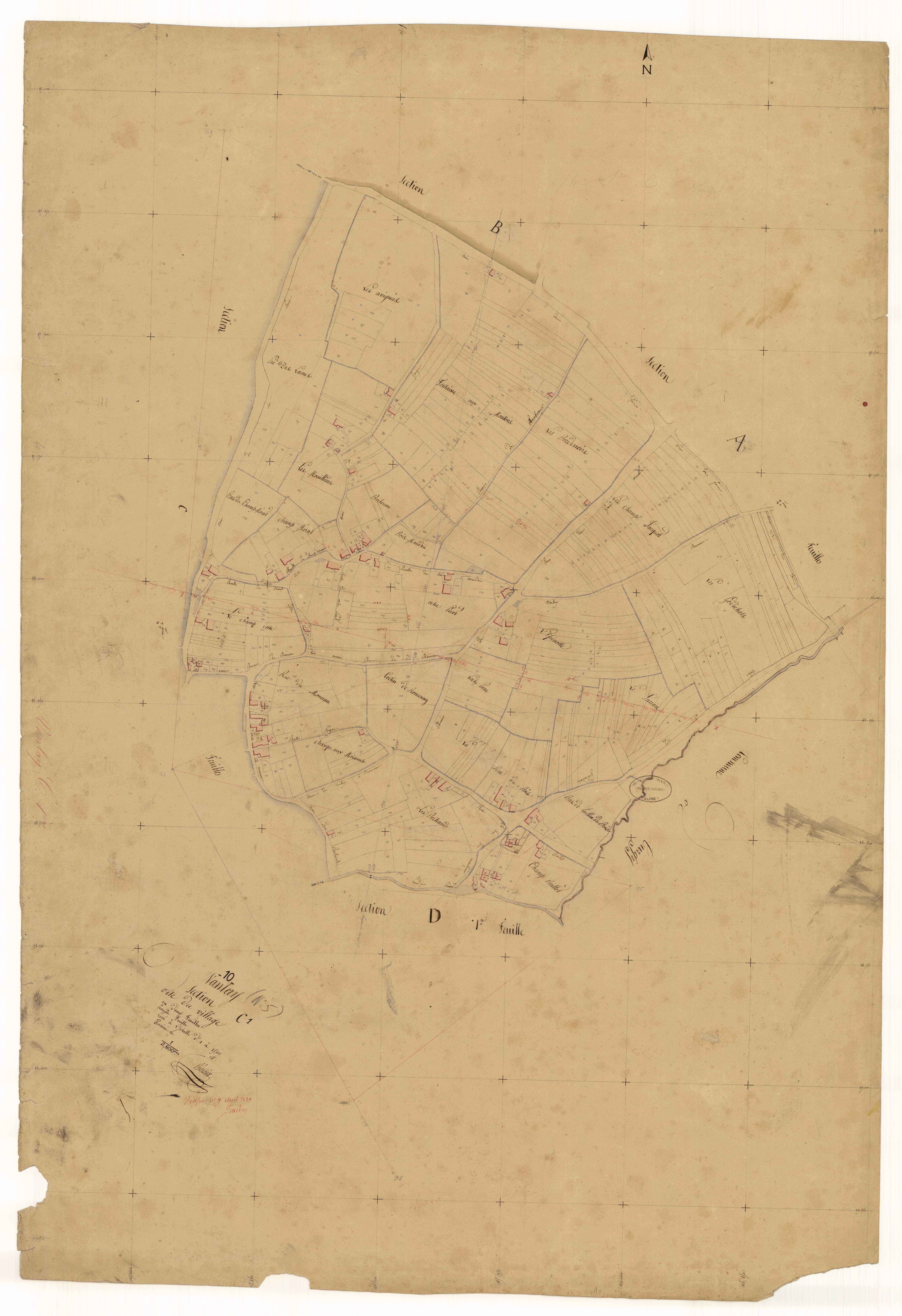 Vanlay, section C dite du village, feuille  n° 1