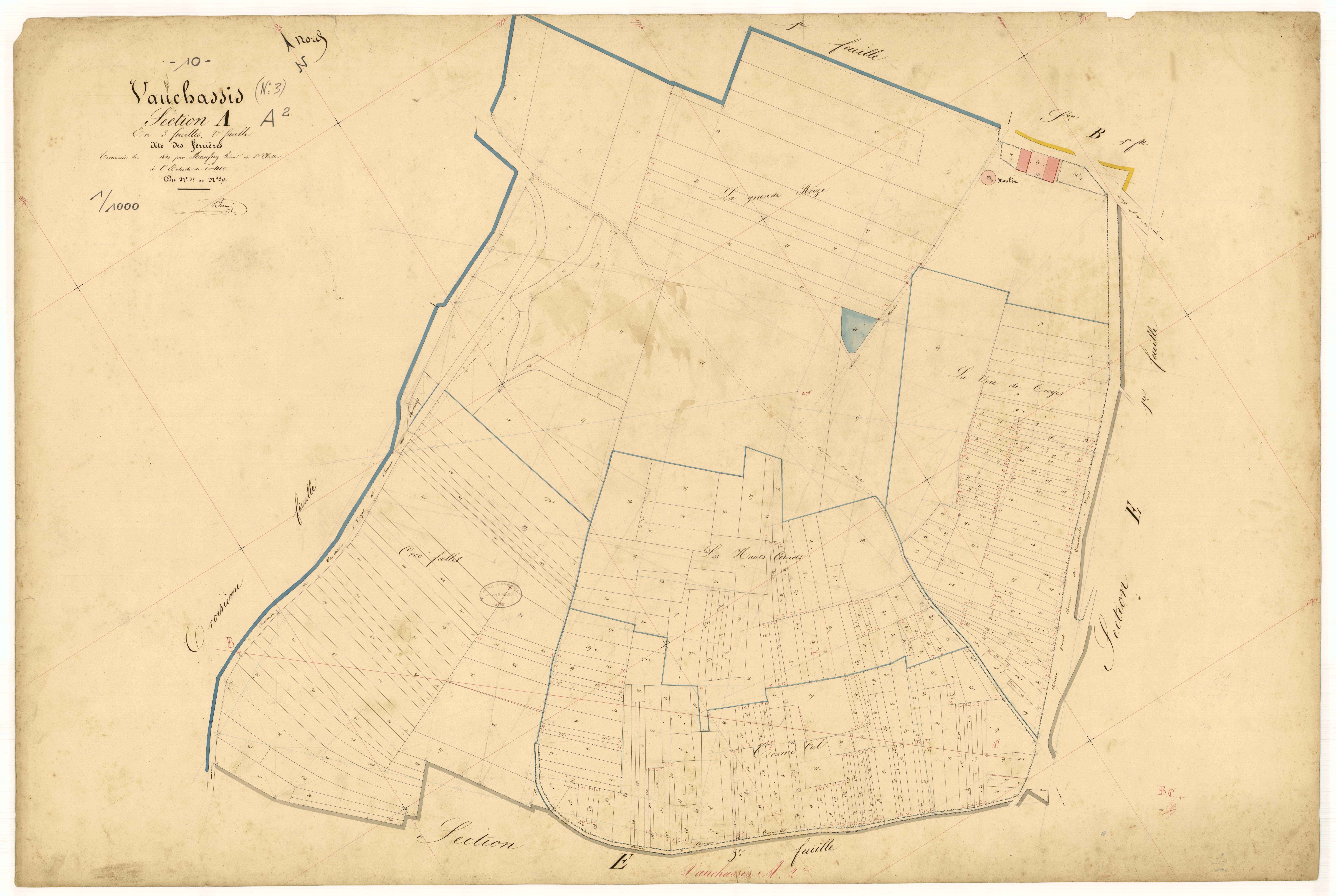 Vauchassis, section A dite des Ferrières, feuille  n° 2, parcelles n° 38-373