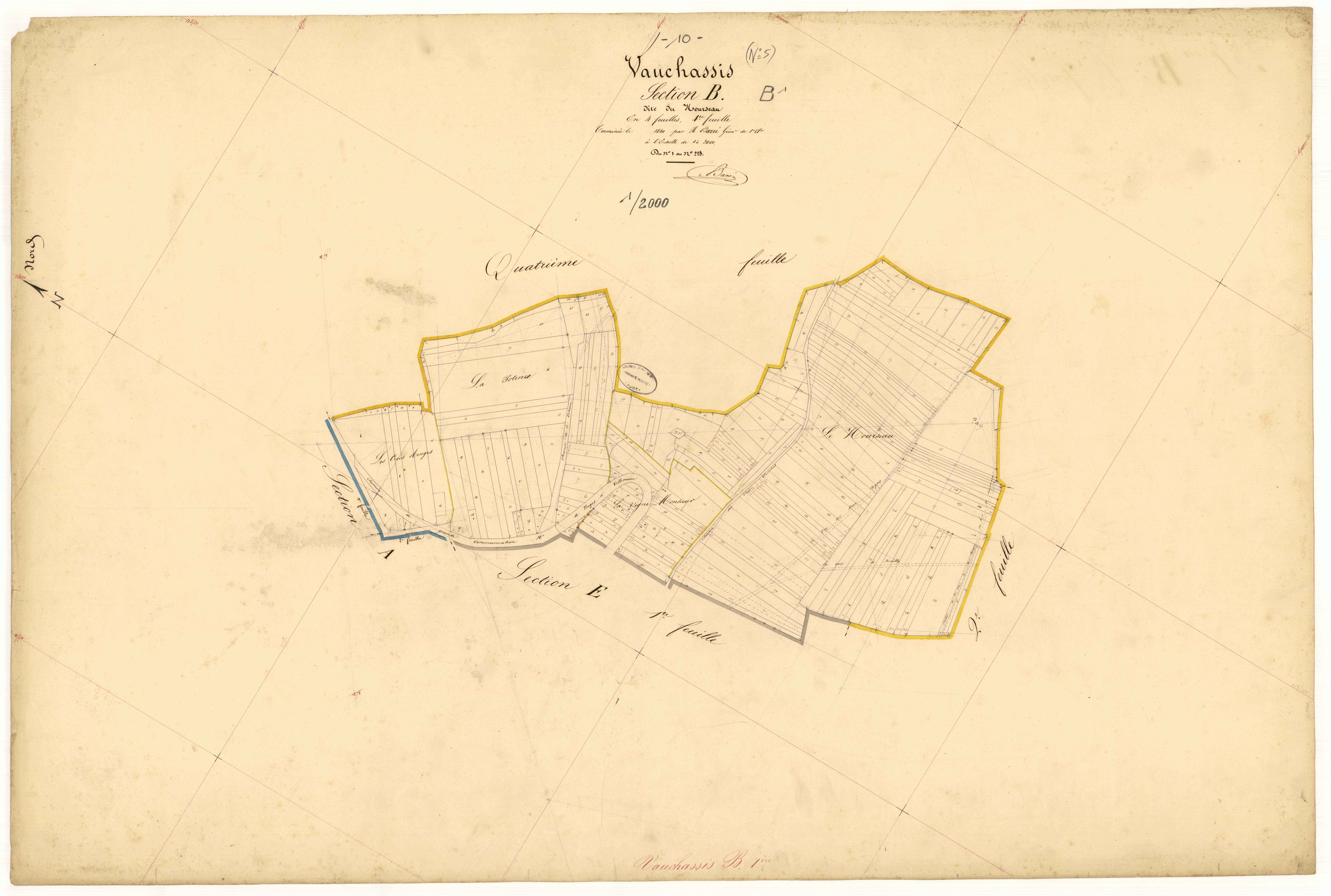 Vauchassis, section B dite de Hourseau, feuille  n° 1, parcelles n° 1-228