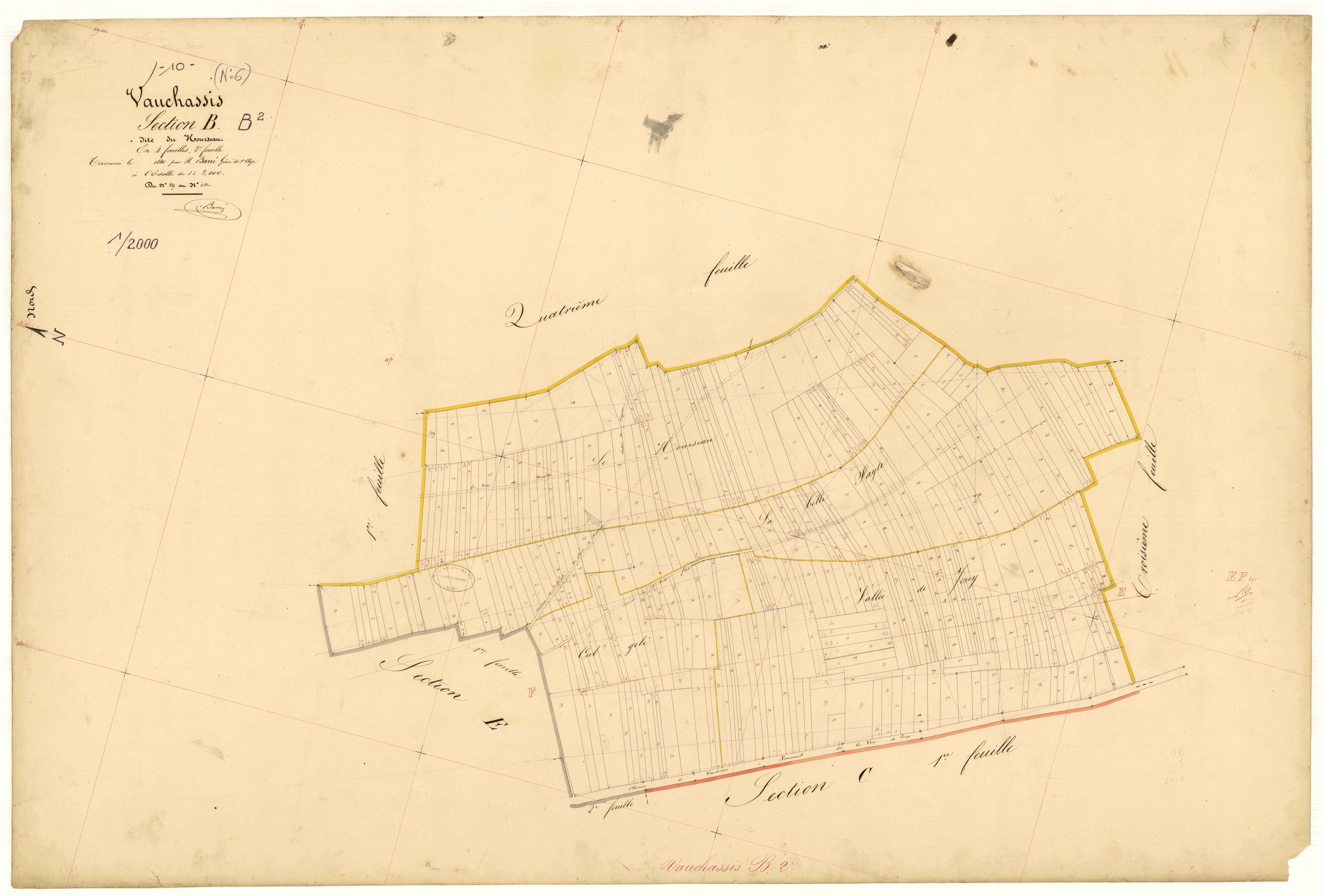 Vauchassis, section B dite de Hourseau, feuille  n° 2, parcelles n° 229-601