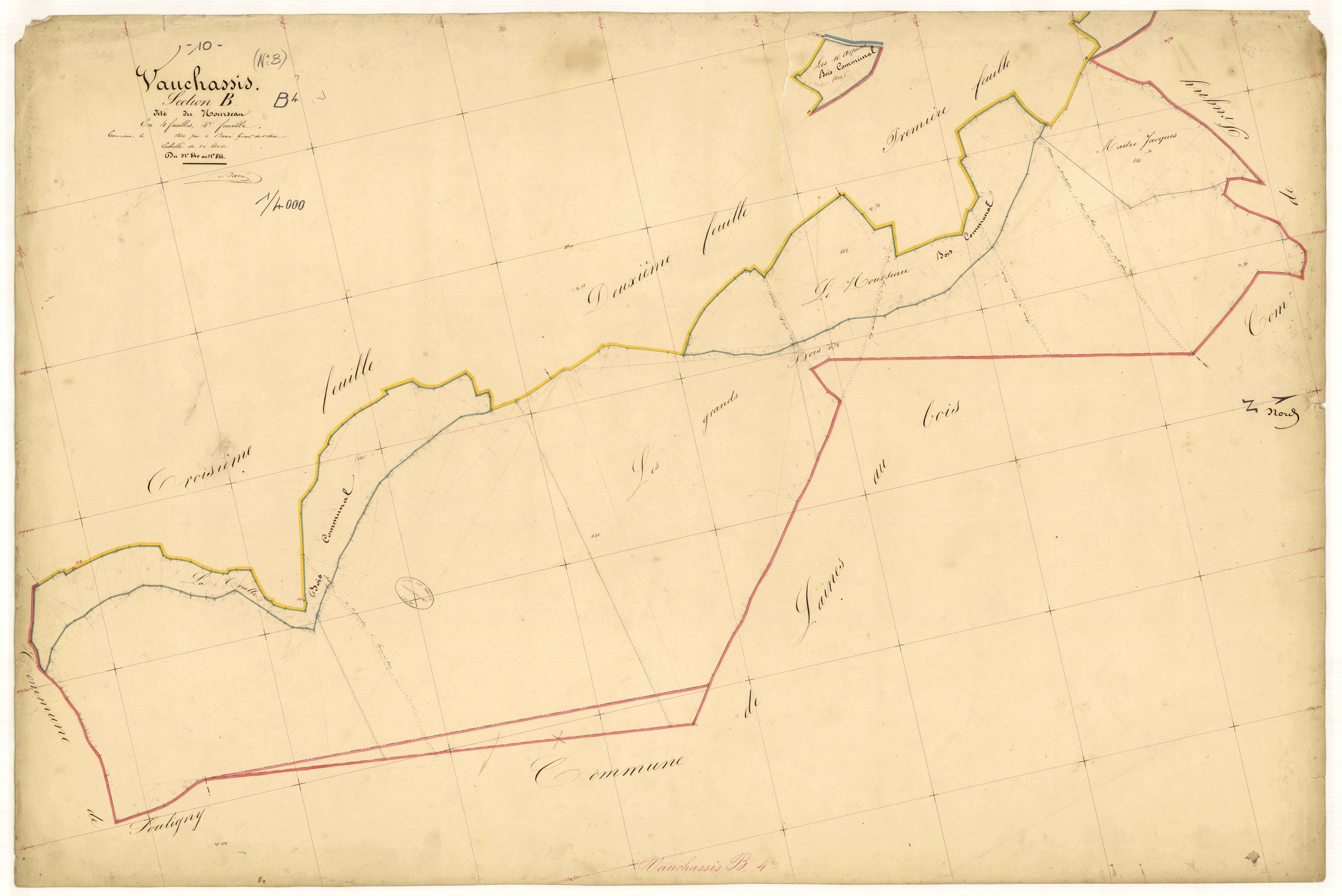 Vauchassis, section B dite de Hourseau, feuille  n° 4, parcelles n° 840-844