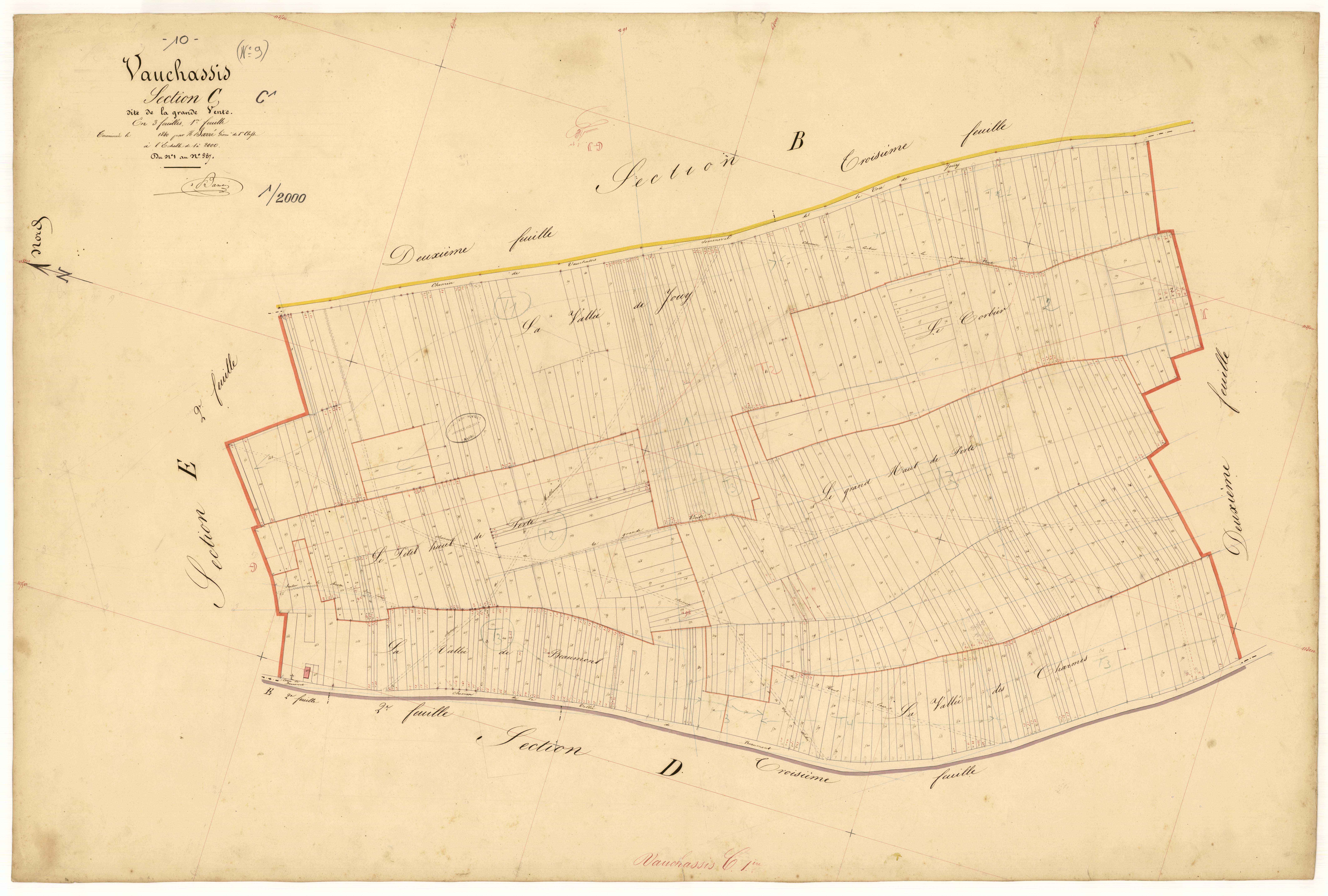 Vauchassis, section C dite de la grande vente, feuille  n° 1, parcelles n° 1-587