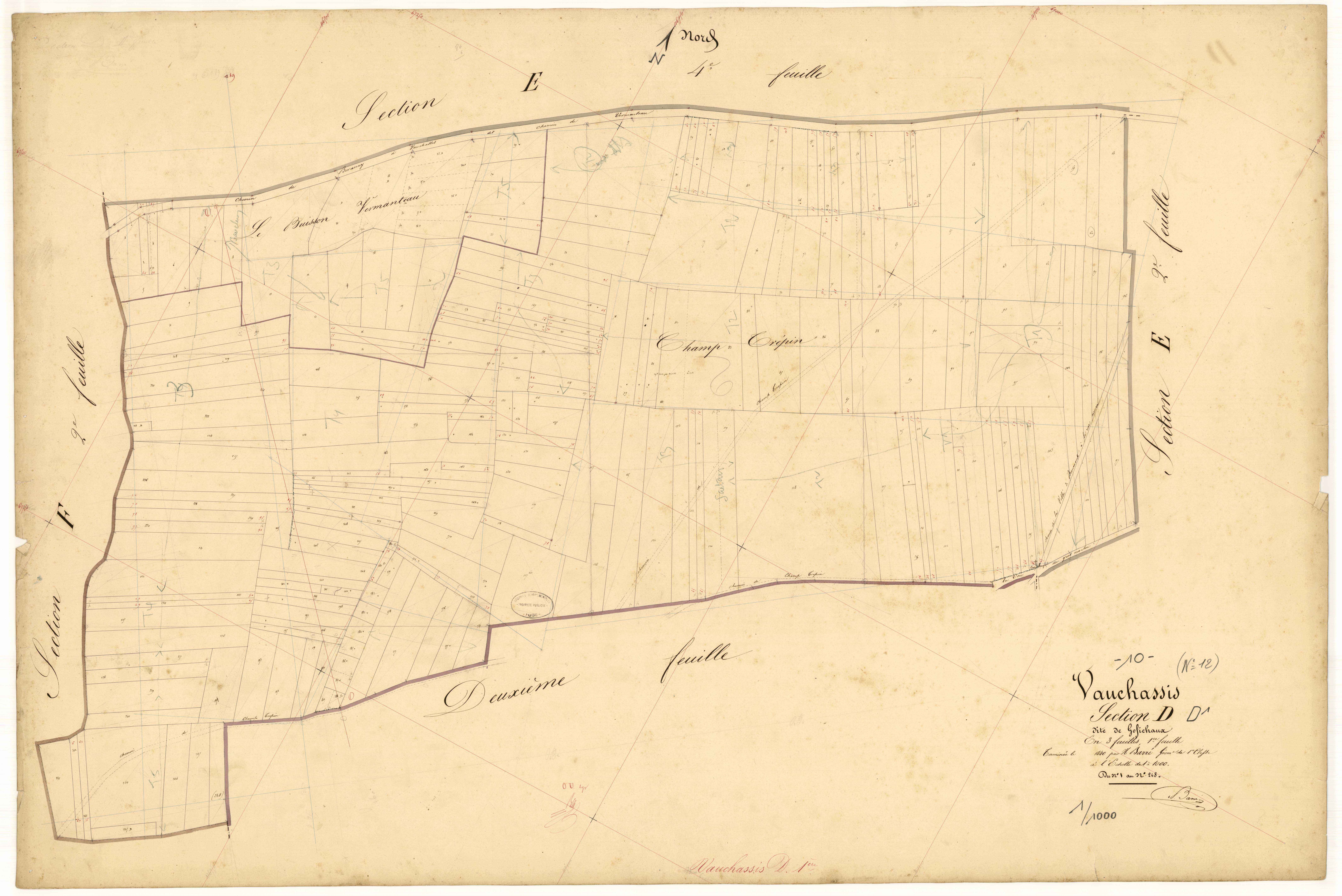 Vauchassis, section D dite de Gofichaux, feuille  n° 1, parcelles n° 1-248