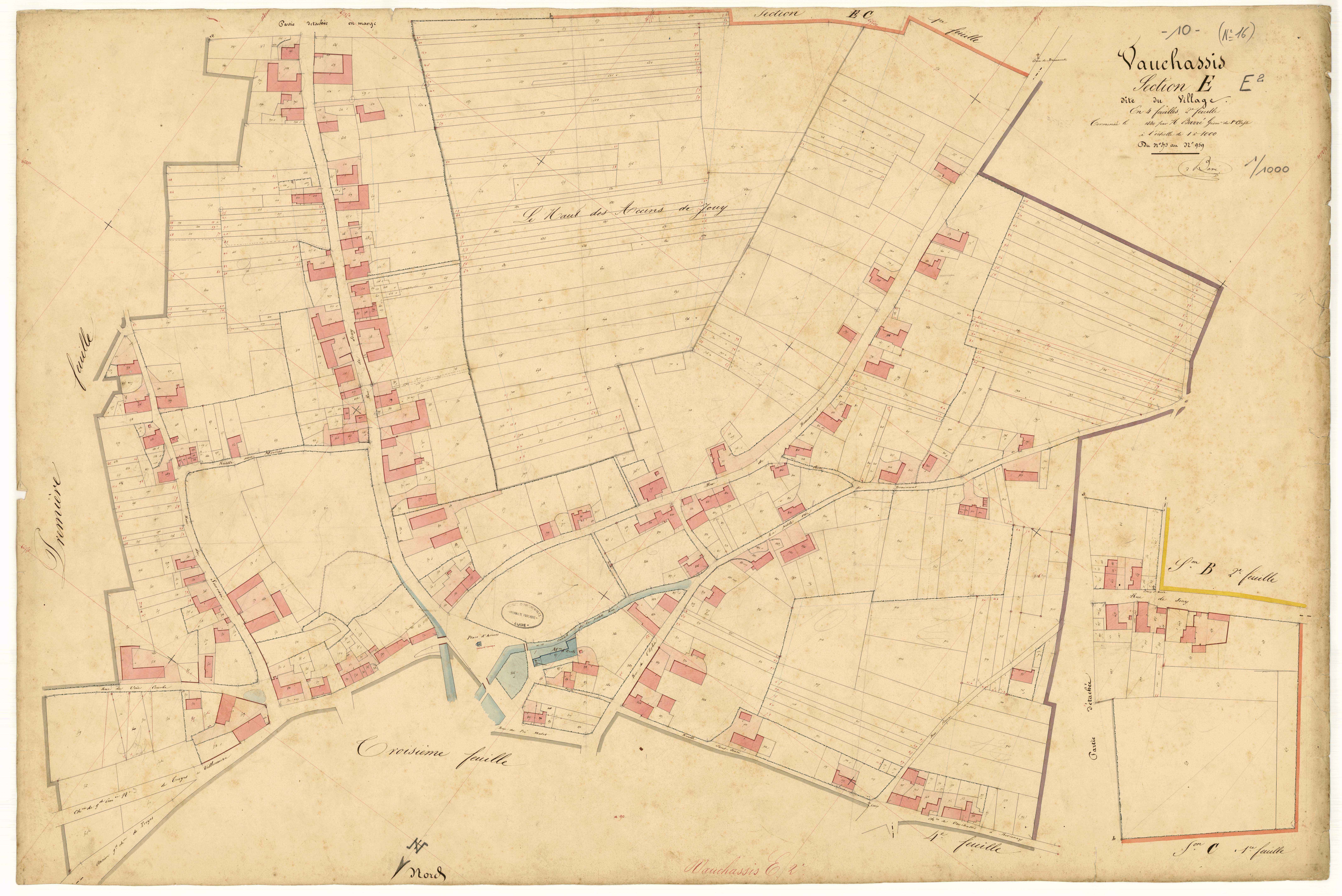 Vauchassis, section E dite du village, feuille  n° 2, parcelles n° 373-959