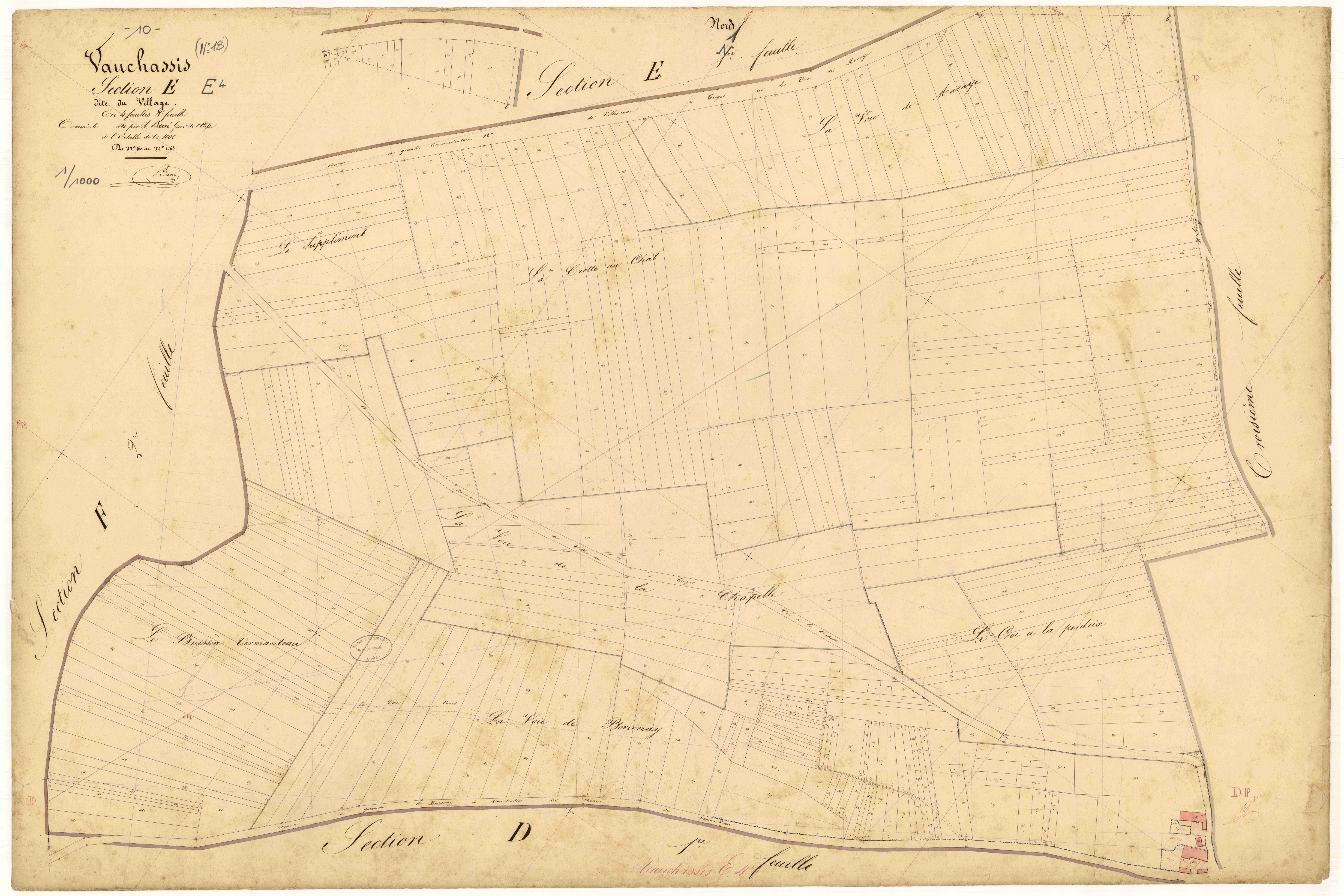 Vauchassis, section E dite du village, feuille  n° 4, parcelles n° 1560-1963