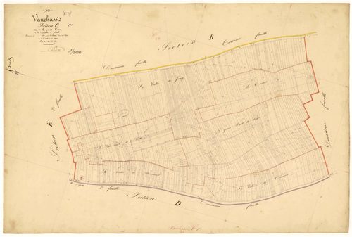 Vauchassis, section C dite de la grande vente, feuille  n° 1, parcelles n° 1-587