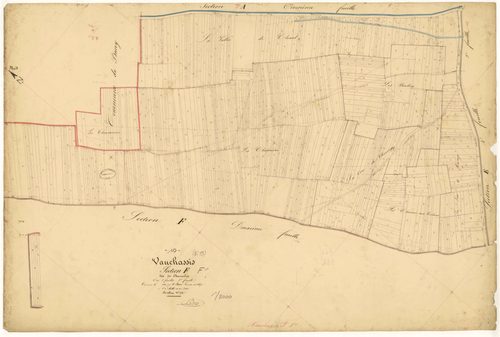 Vauchassis, section F dite de Charmières, feuille  n° 1, parcelles n° 3-715