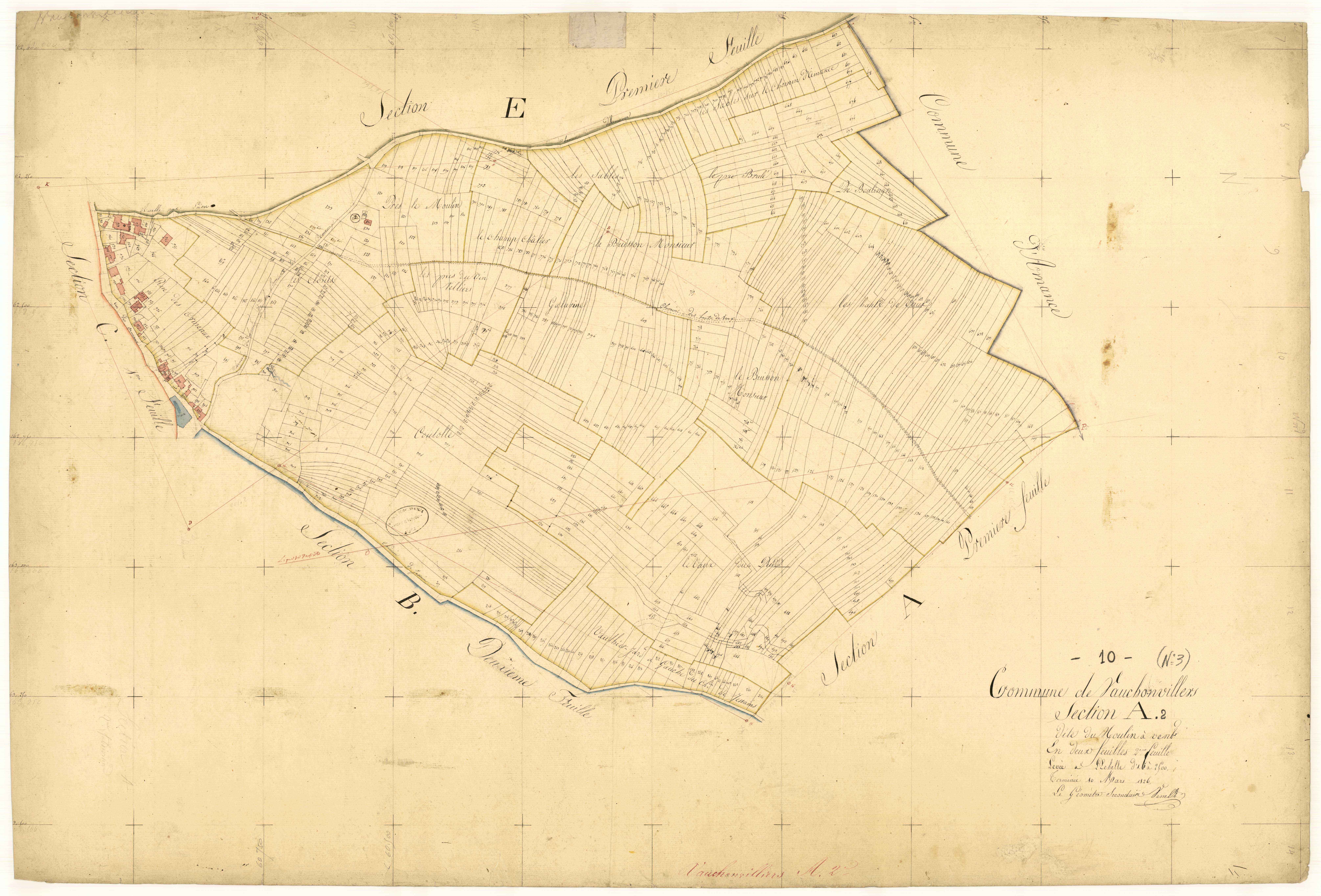 Vauchonvilliers, section A dite du moulin à vent, feuille  n° 2