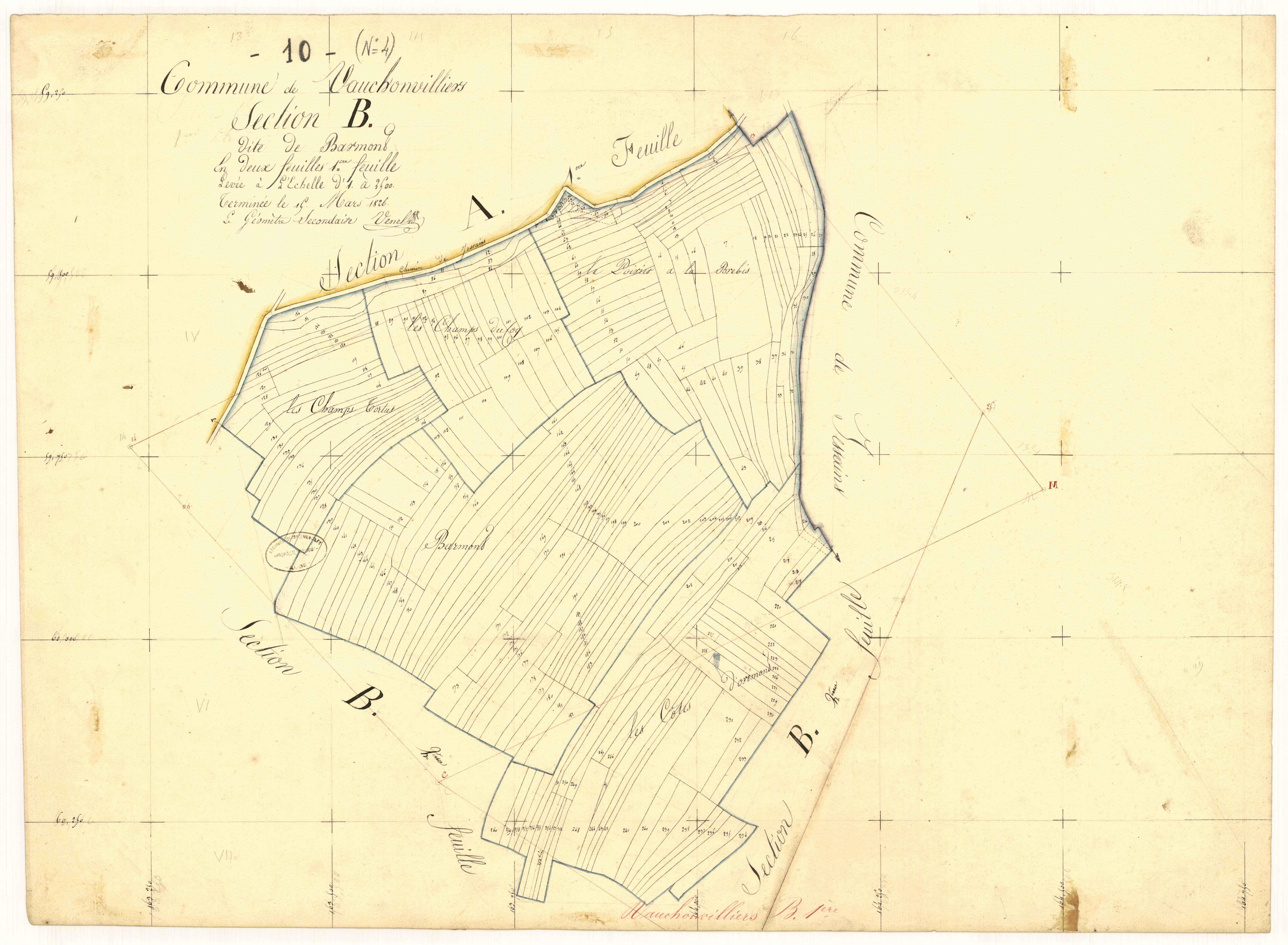 Vauchonvilliers, section B dite de Barmont, feuille  n° 1