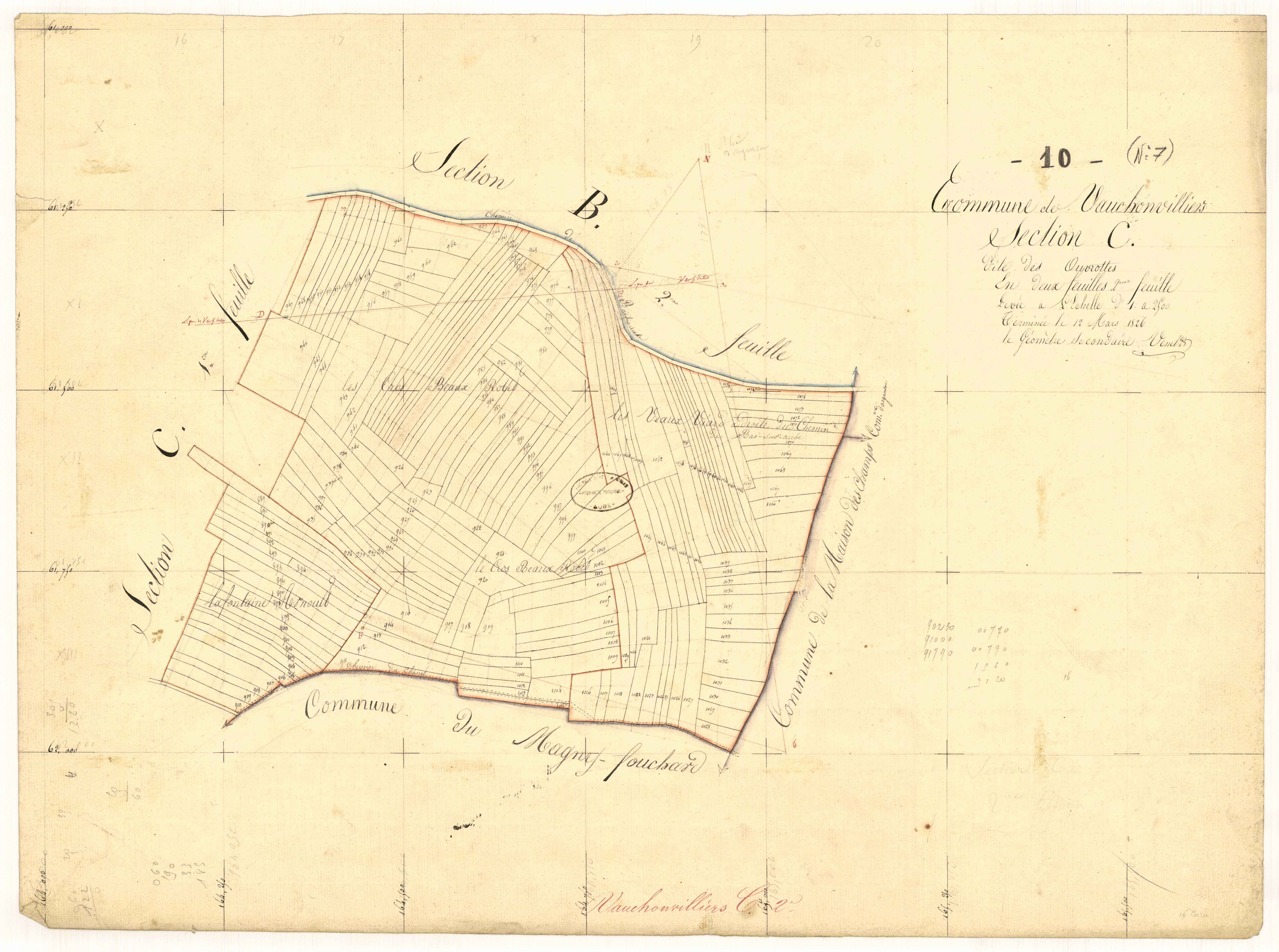 Vauchonvilliers, section C dite des ouvrottes, feuille  n° 2