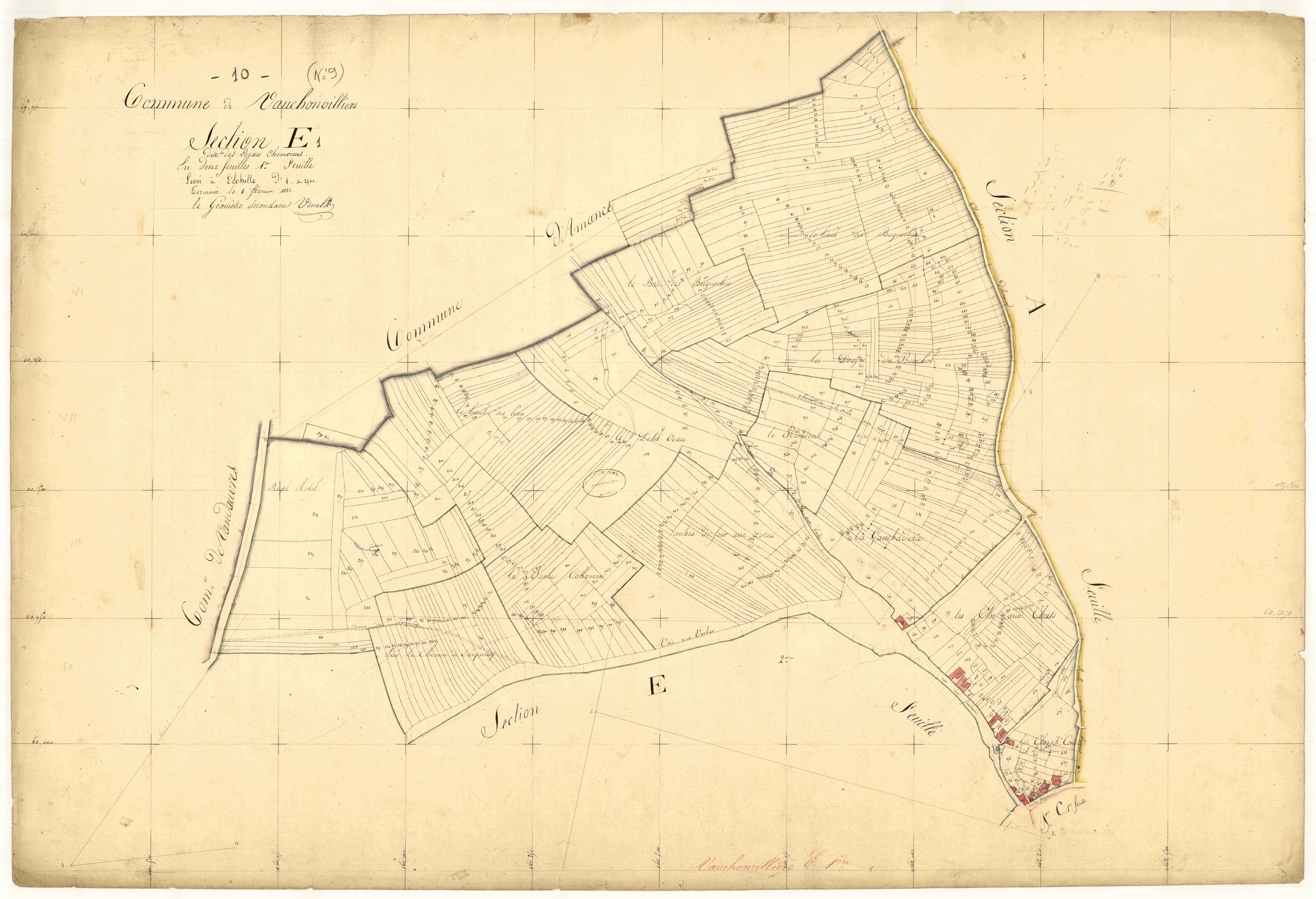 Vauchonvilliers, section E dite des basses chenevières, feuille  n° 1