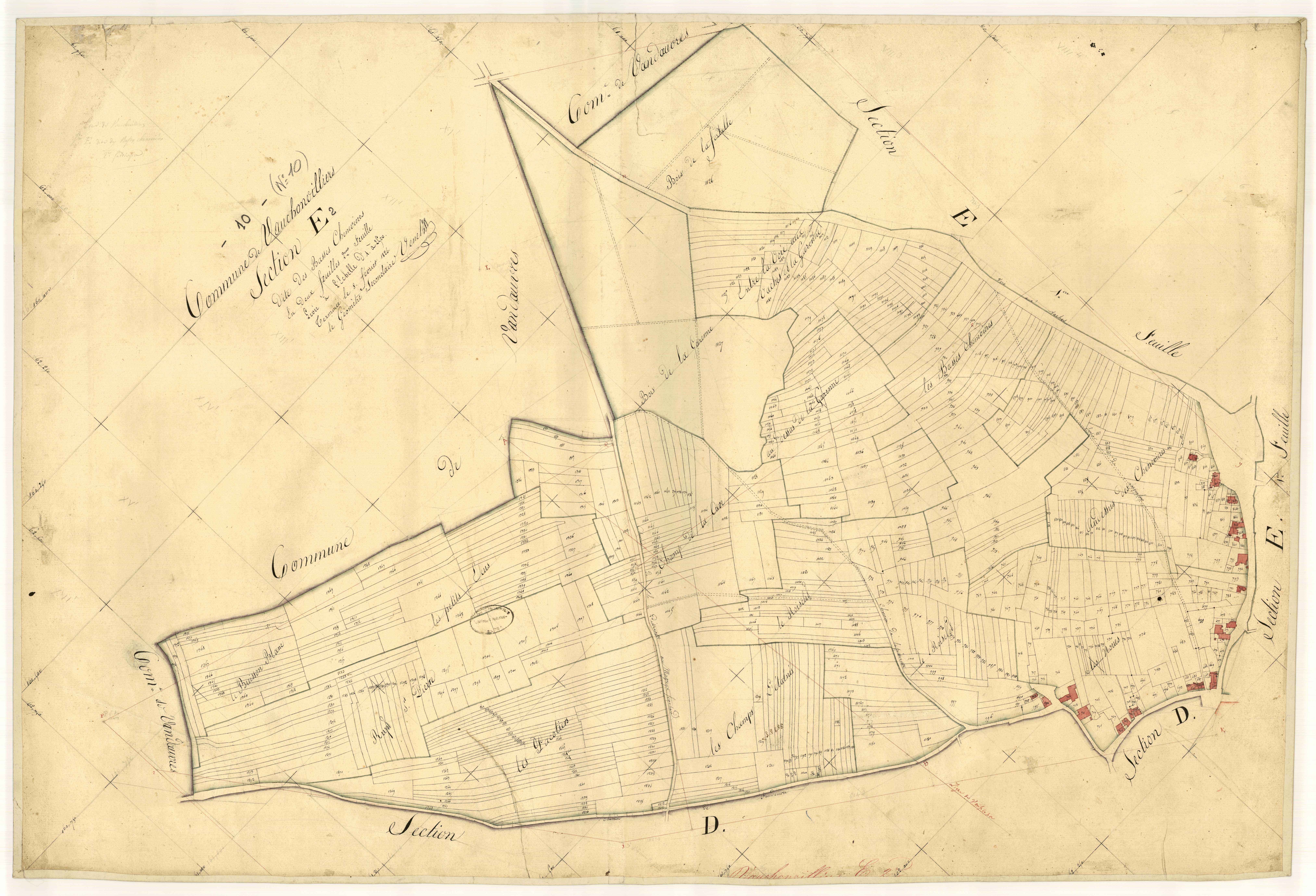 Vauchonvilliers, section E dite des basses chenevières, feuille  n° 2