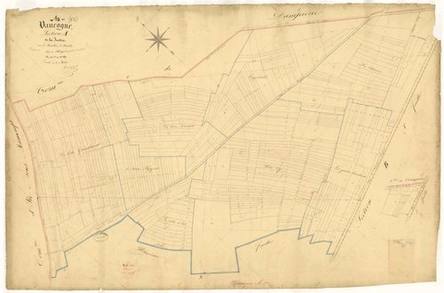 Vaucogne, section A dite de la justice, feuille  n° 1, parcelles n° 1-389