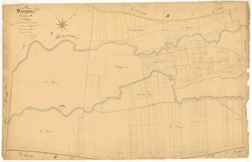 Vaucogne, section C dite du village, feuille  n° 4, parcelles n° 1014-1295
