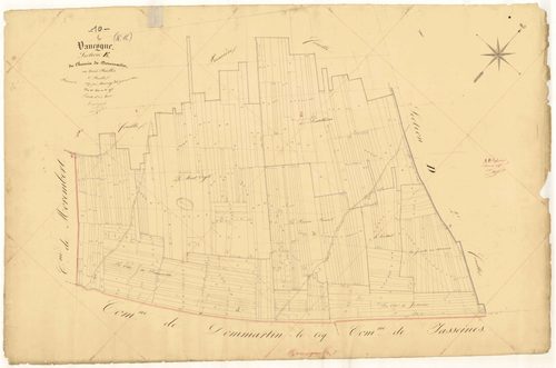 Vaucogne, section E dite du chemin de Dommartin, feuille  n° 3, parcelles n° 600-975