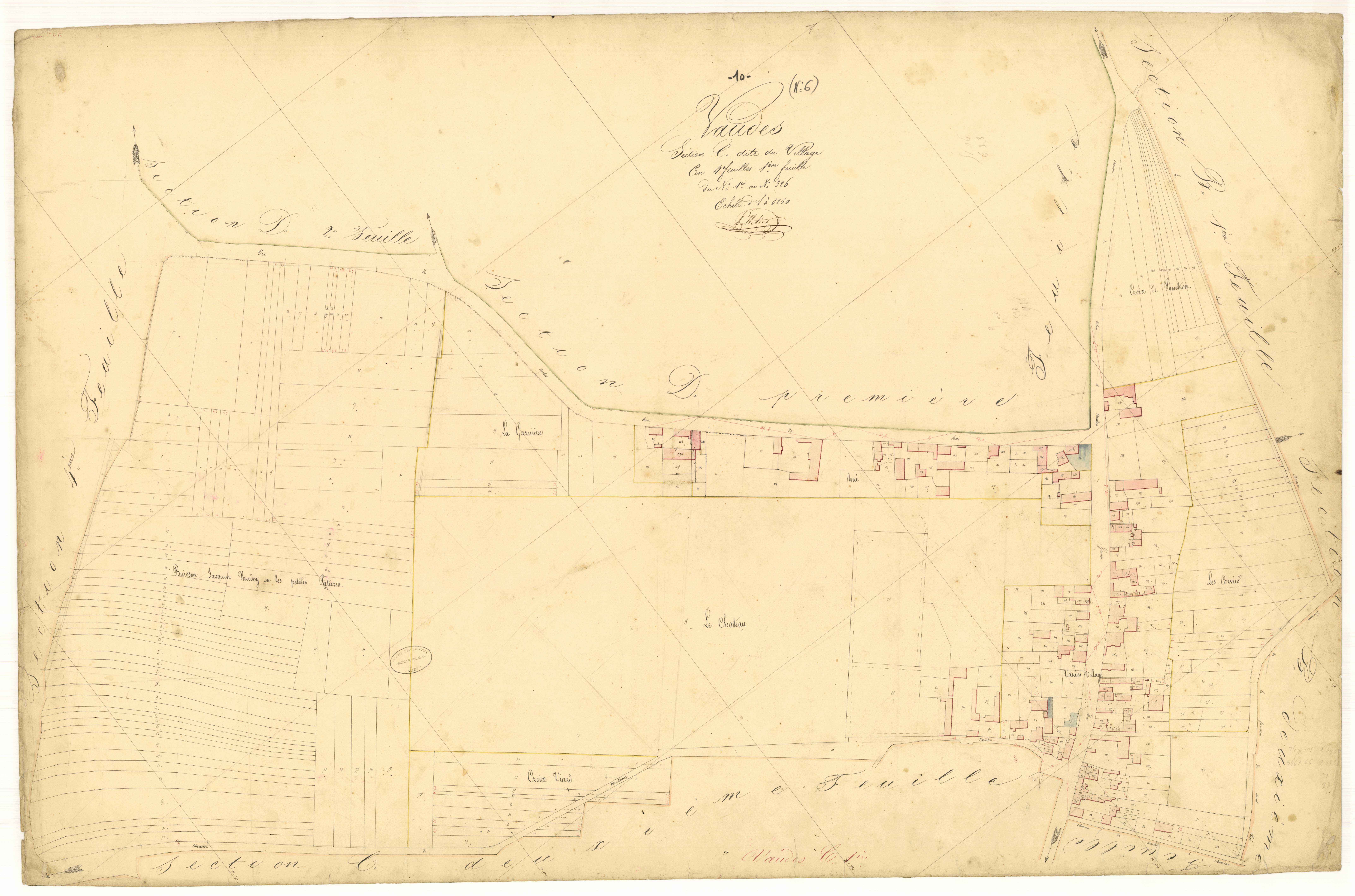 Vaudes, section C dite du village, feuille  n° 1, parcelles n° 1-326
