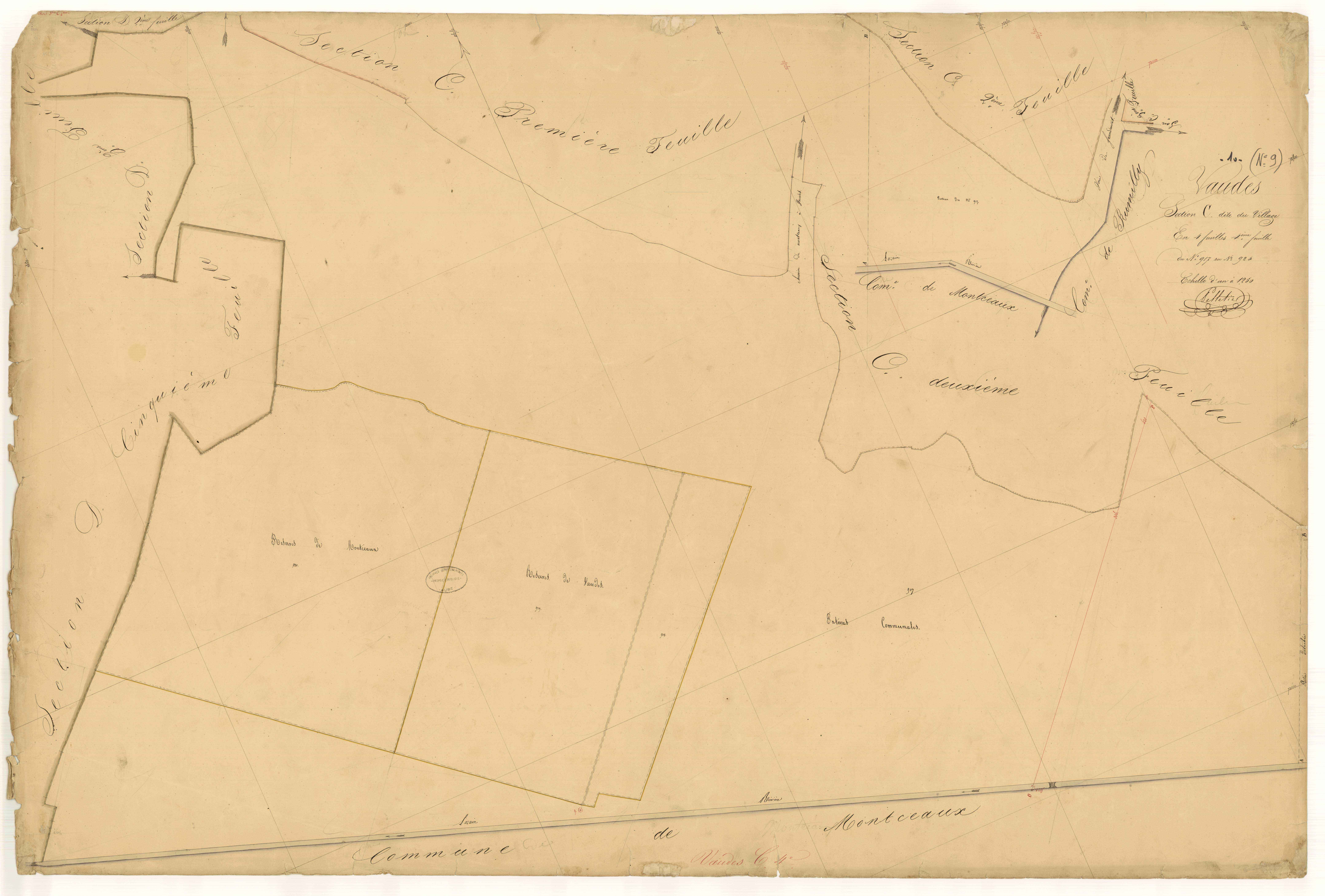 Vaudes, section C dite du village, feuille  n° 4, parcelles n° 917-920