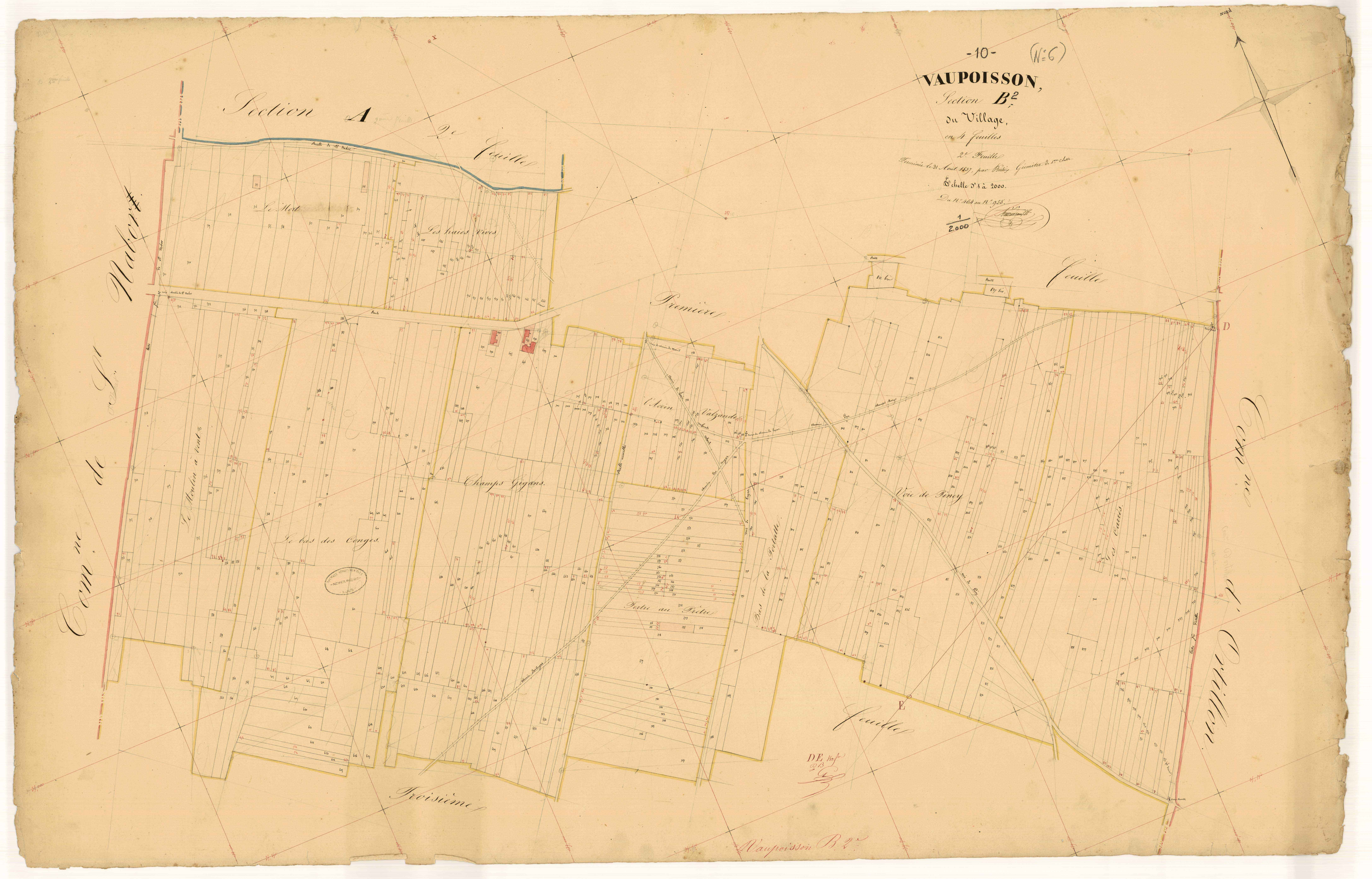 Vaupoisson, section B dite du village, feuille n° 2, parcelles n°464-955