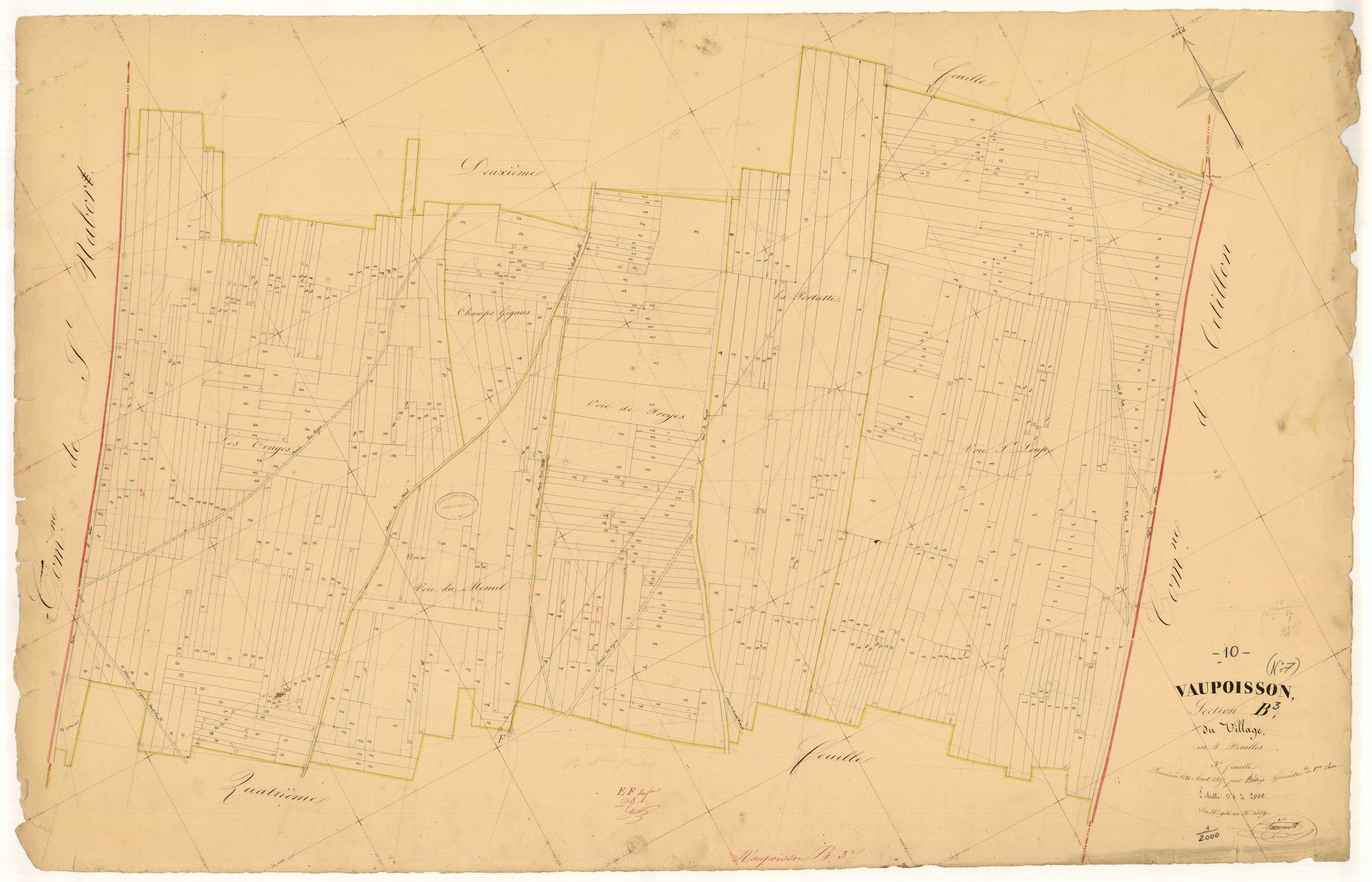 Vaupoisson, section B dite du village, feuille n° 3, parcelles n°956-1559