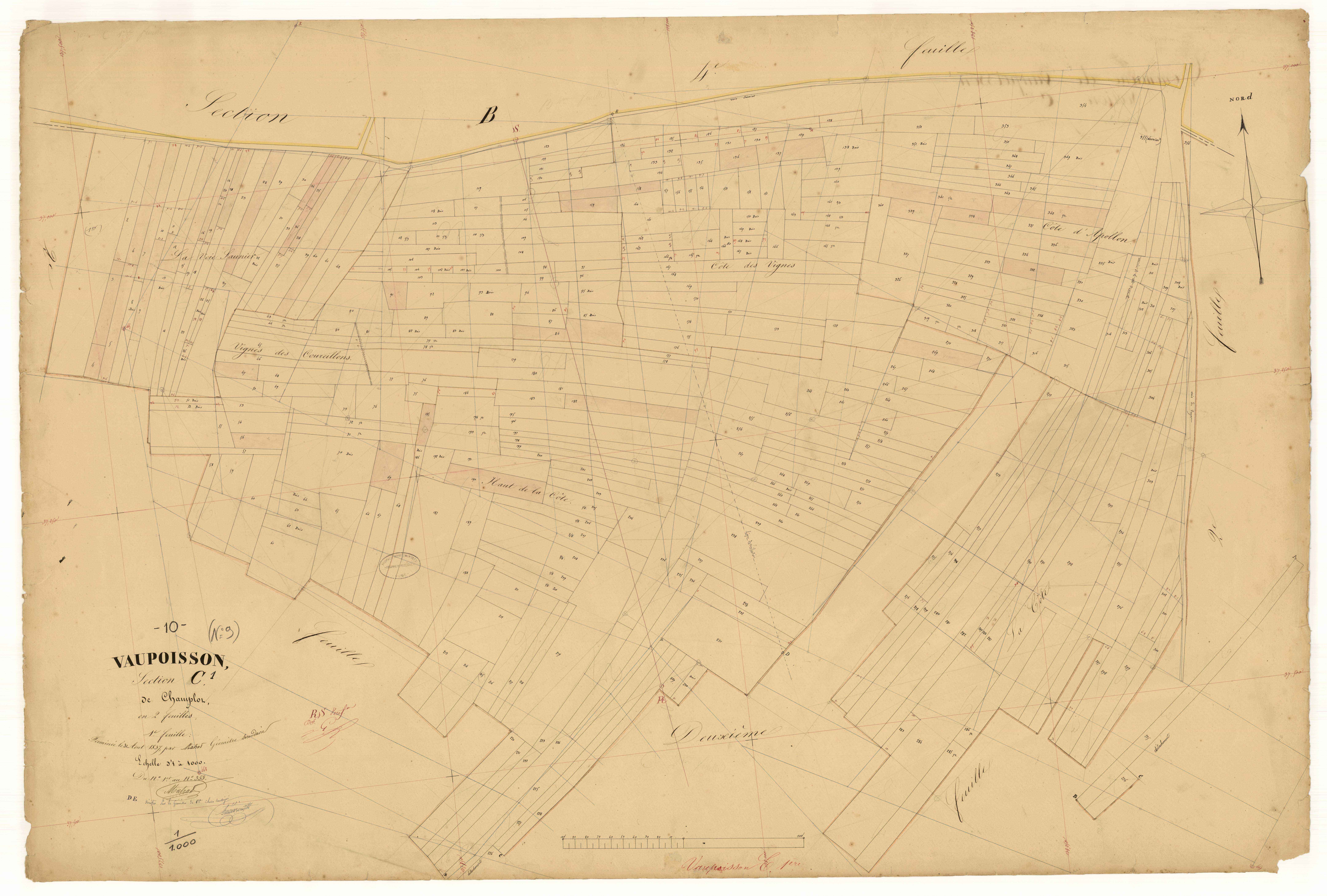 Vaupoisson, section C dite de champlot, feuille n° 1, parcelles n°1-335