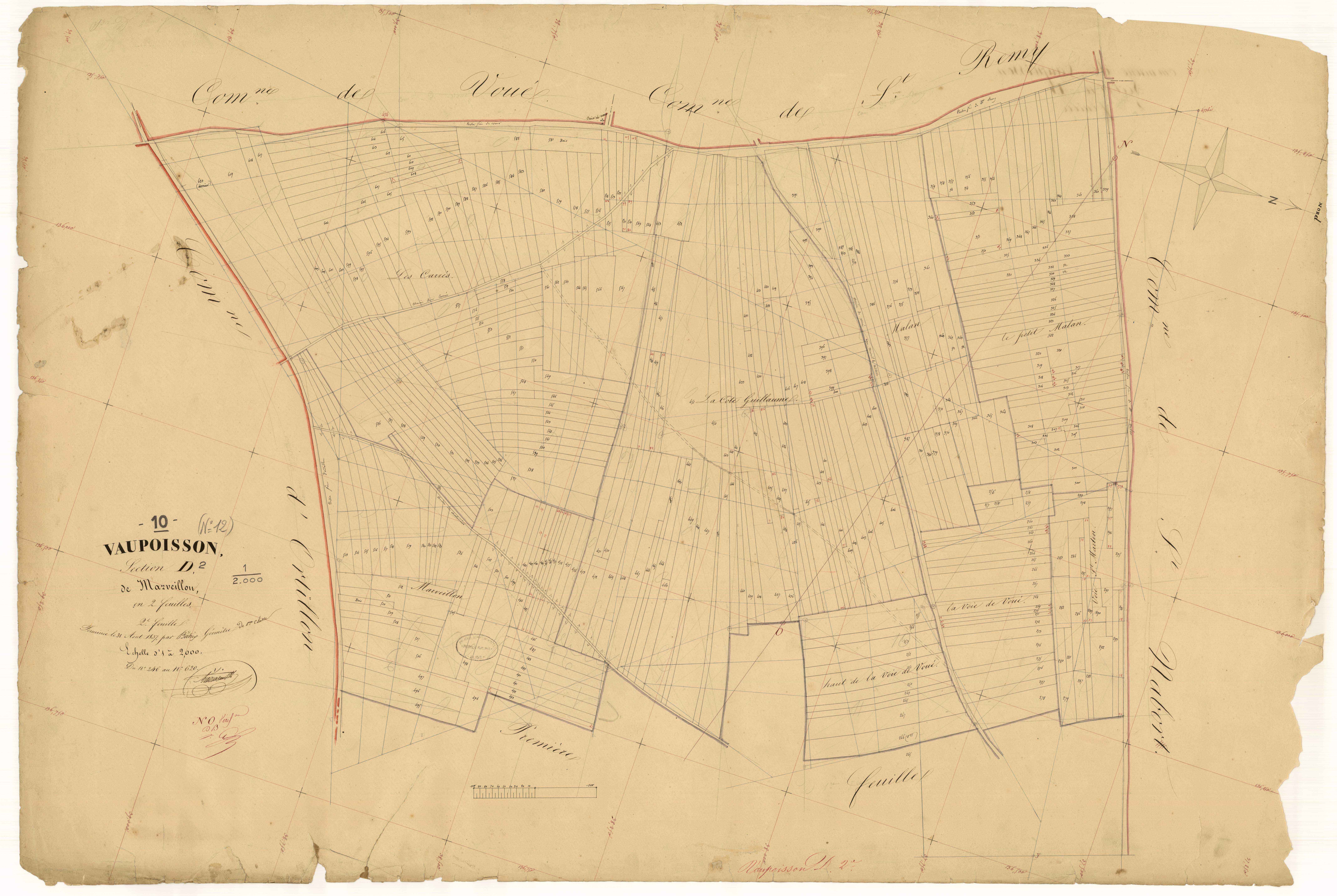 Vaupoisson, section D dite de Marveillon, feuille n° 2, parcelles n°246-620