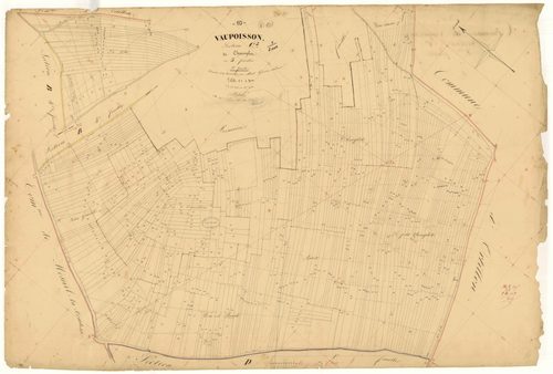 Vaupoisson, section C dite de champlot, feuille  n° 2, parcelles n°336-956