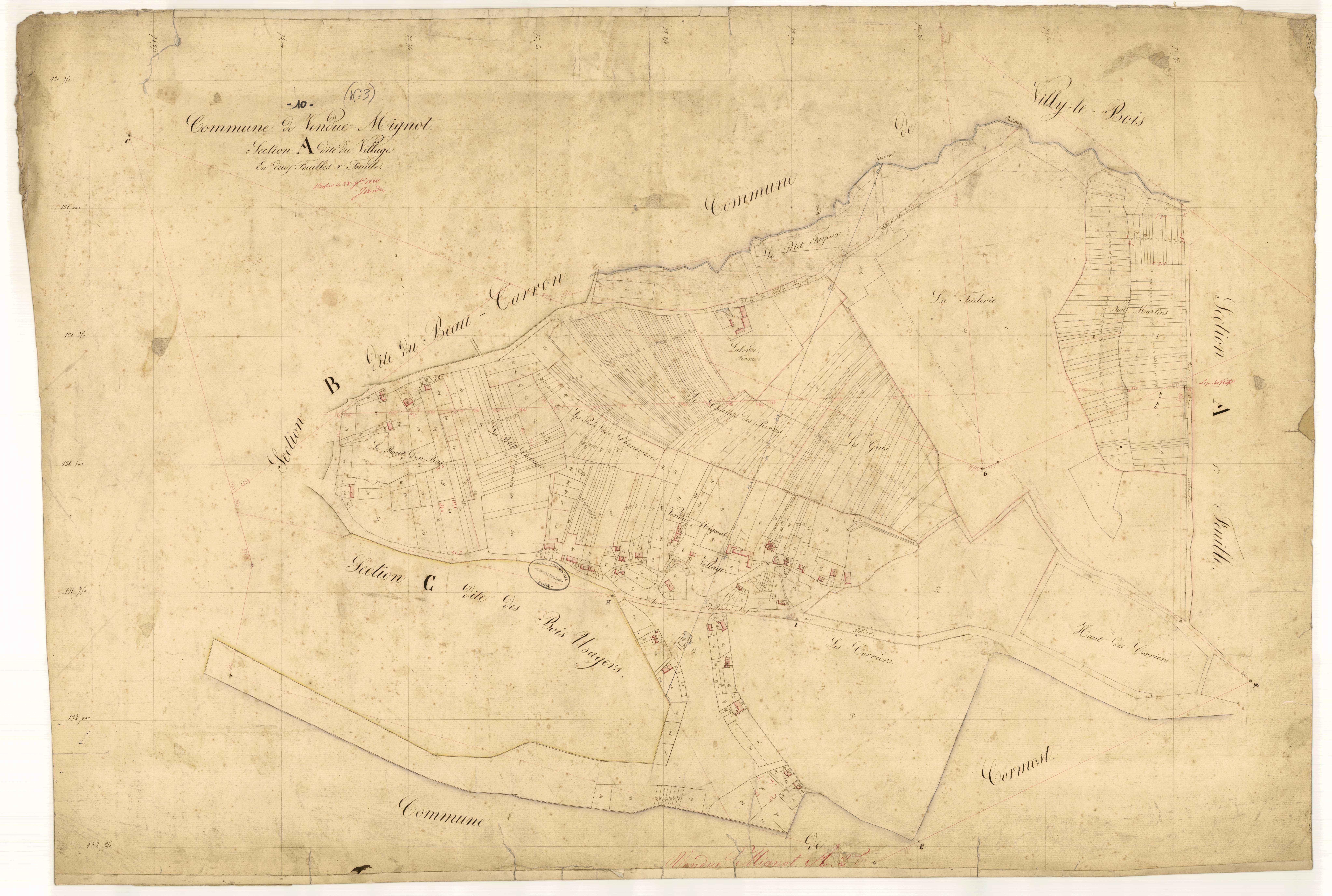 La Vendue-Mignot, section A dite du village, feuille n°2