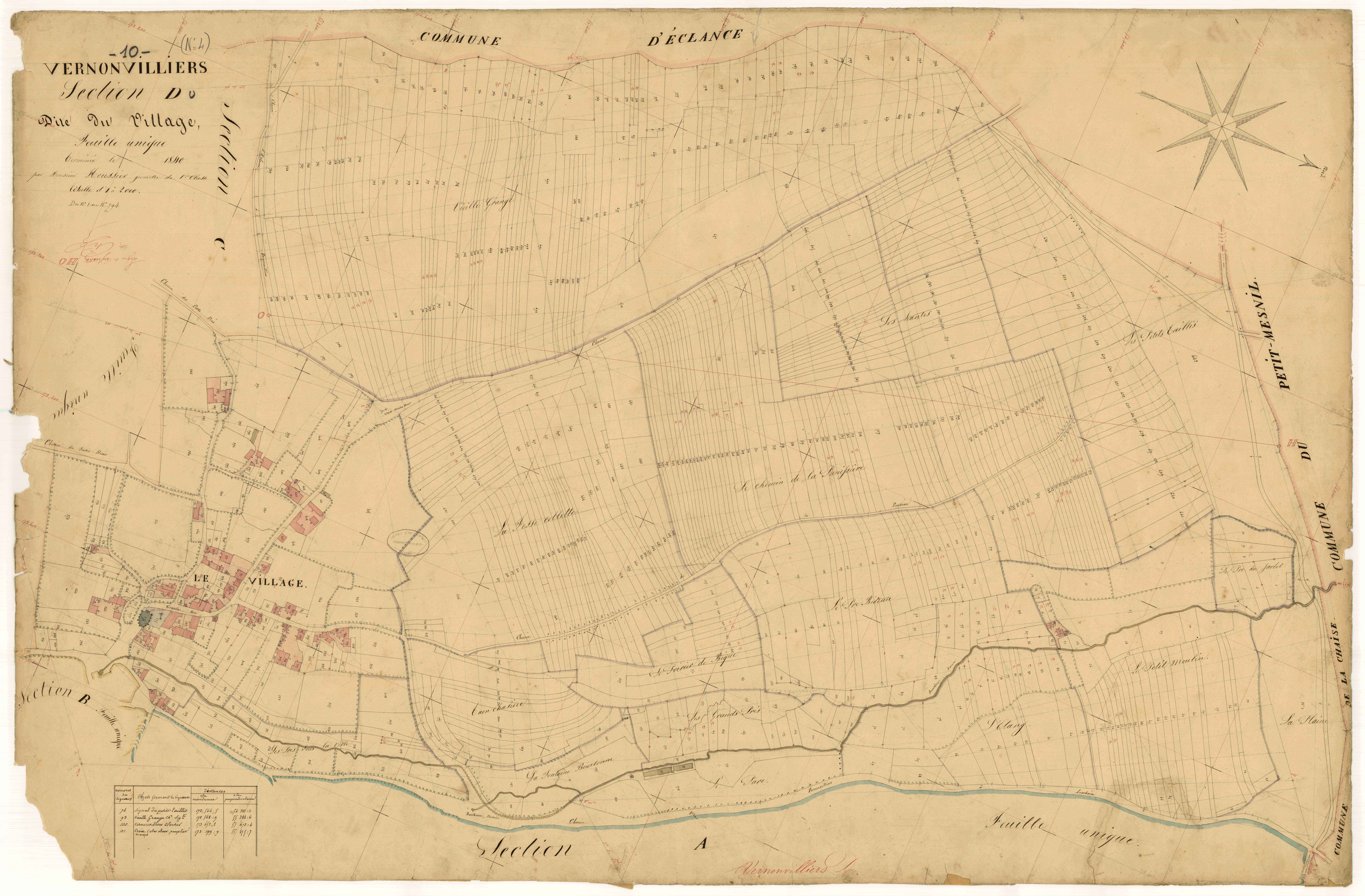 Vernonvilliers, section D dite du village, parcelles n°1-794