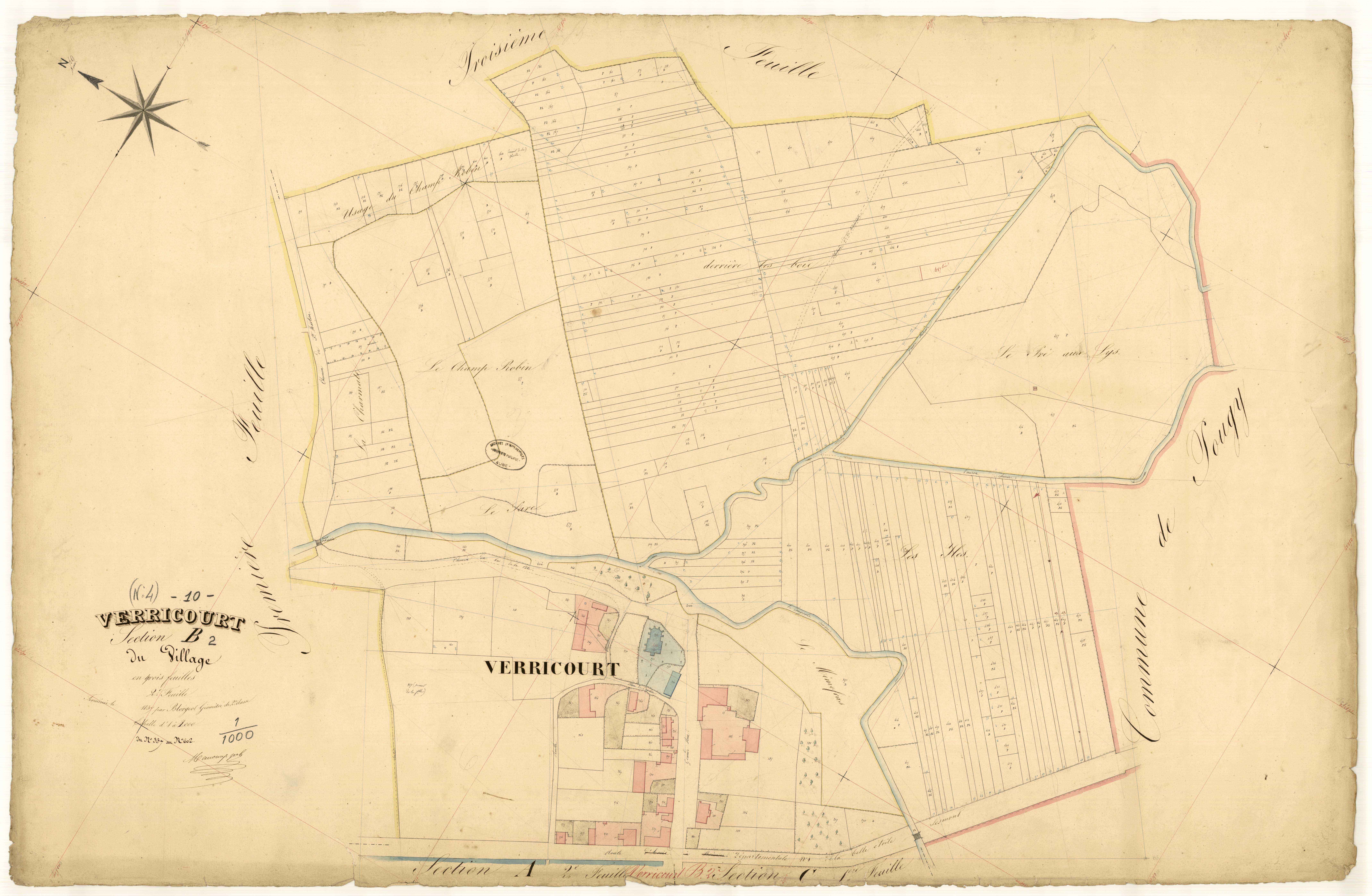 Verricourt, section B dite du village, feuille n°2, parcelles n°337-602