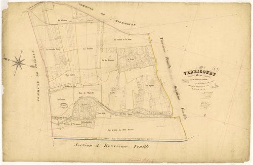 Verricourt, section B dite du village, feuille n°1, parcelles n°1-336