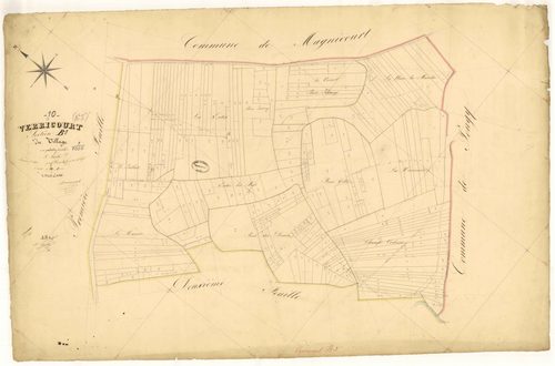 Verricourt, section B dite du village, feuille n°3, parcelles n°603-866