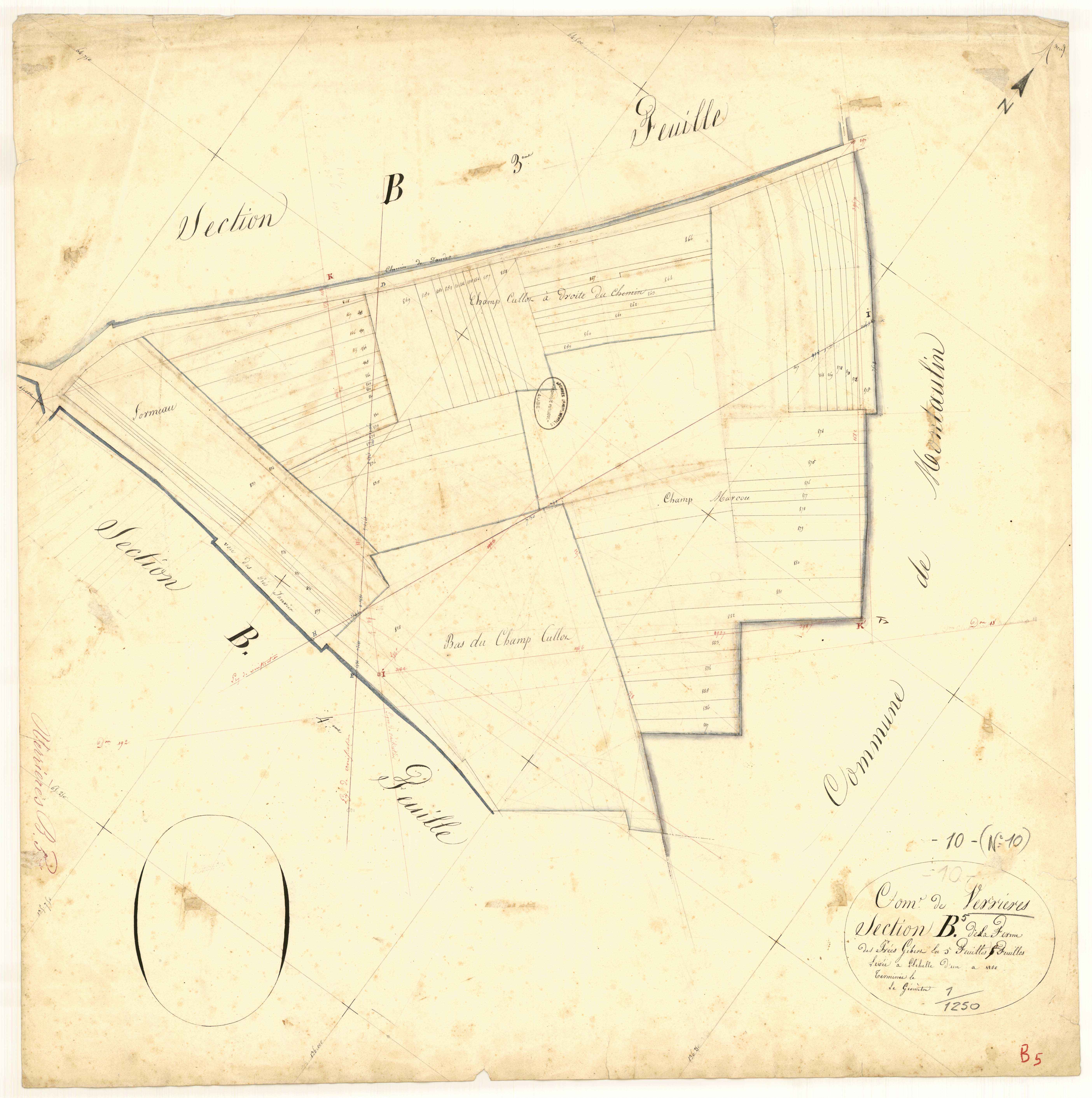 Verrières, section B dite de la ferme des prés Gibert, feuille n°5