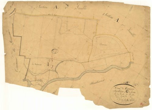 Verrières, section A dite des huchottes, feuille n°1, parcelles n° 1-41