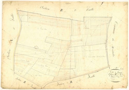 Verrières, section B dite de la ferme des prés Gibert, feuille n°3, parcelles n° 380-566