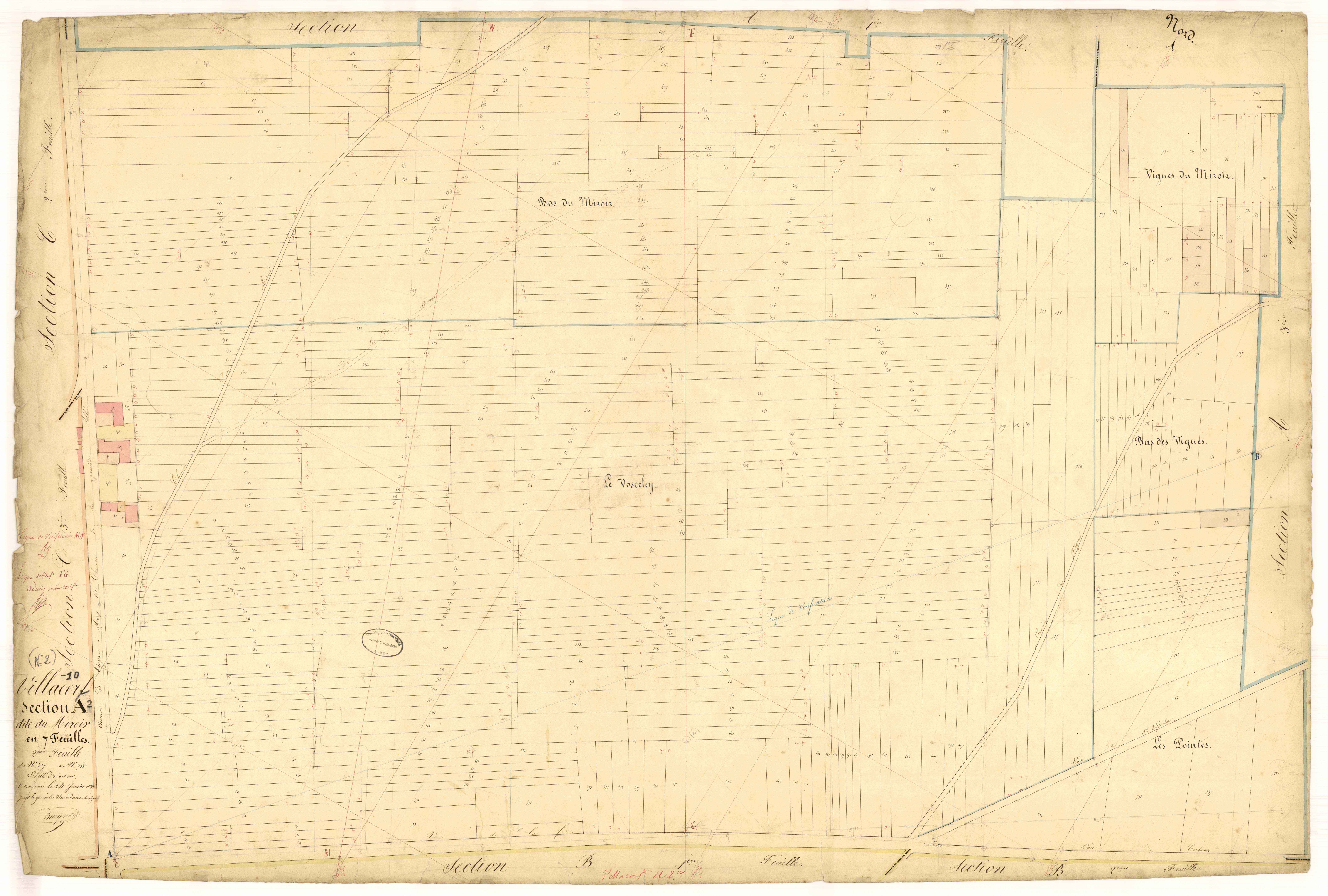 Villacerf, section A dite du miroir, feuille n° 2, parcelles n°379-788