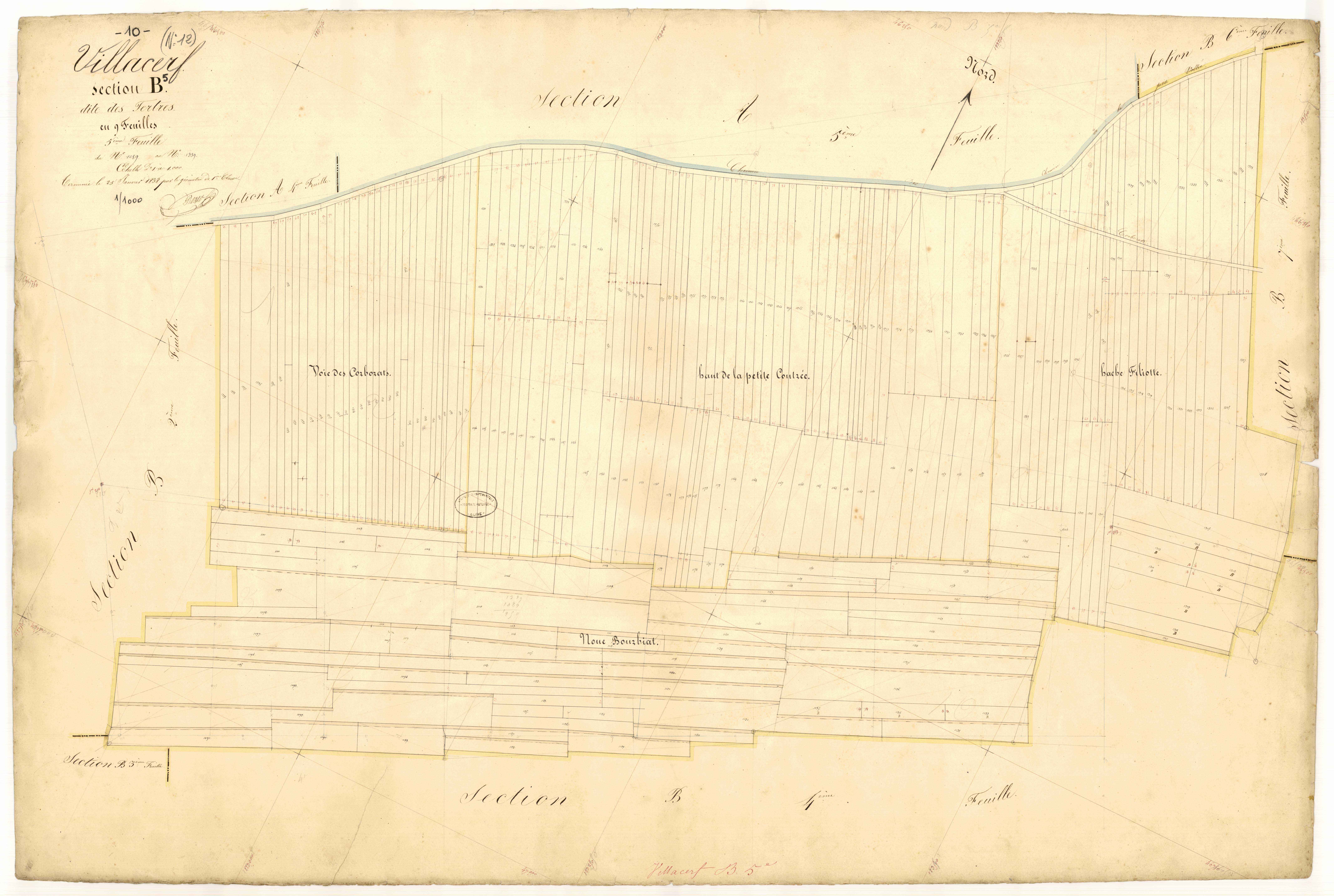 Villacerf, section B dite des tertres, feuille n°5, parcelles n°1089-1339