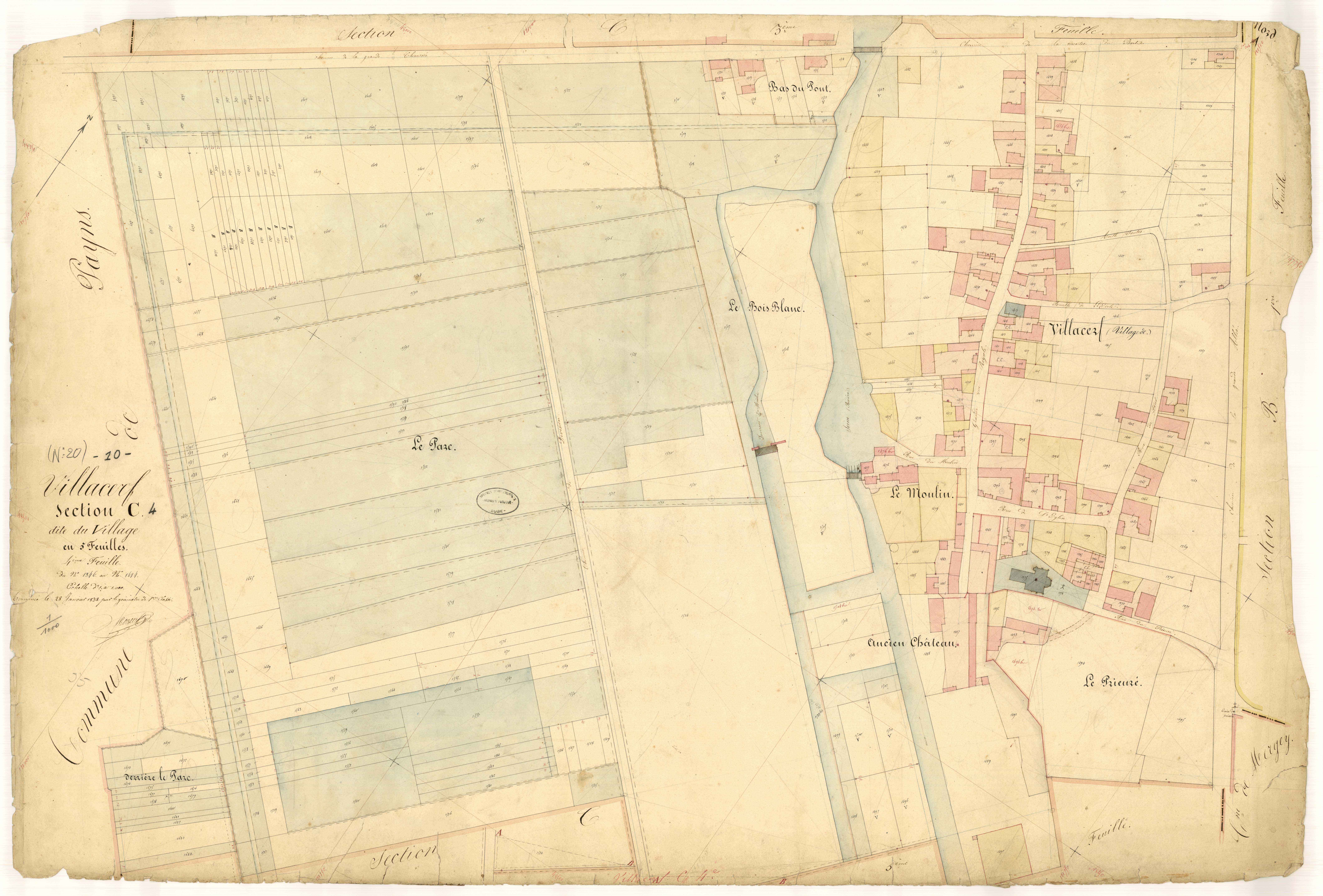 Villacerf, section C dite du village, feuille n°4, parcelles n°1346-1684