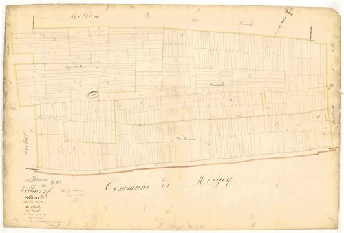 Villacerf, section B dite des tertres, feuille n°3, parcelles n°590-877