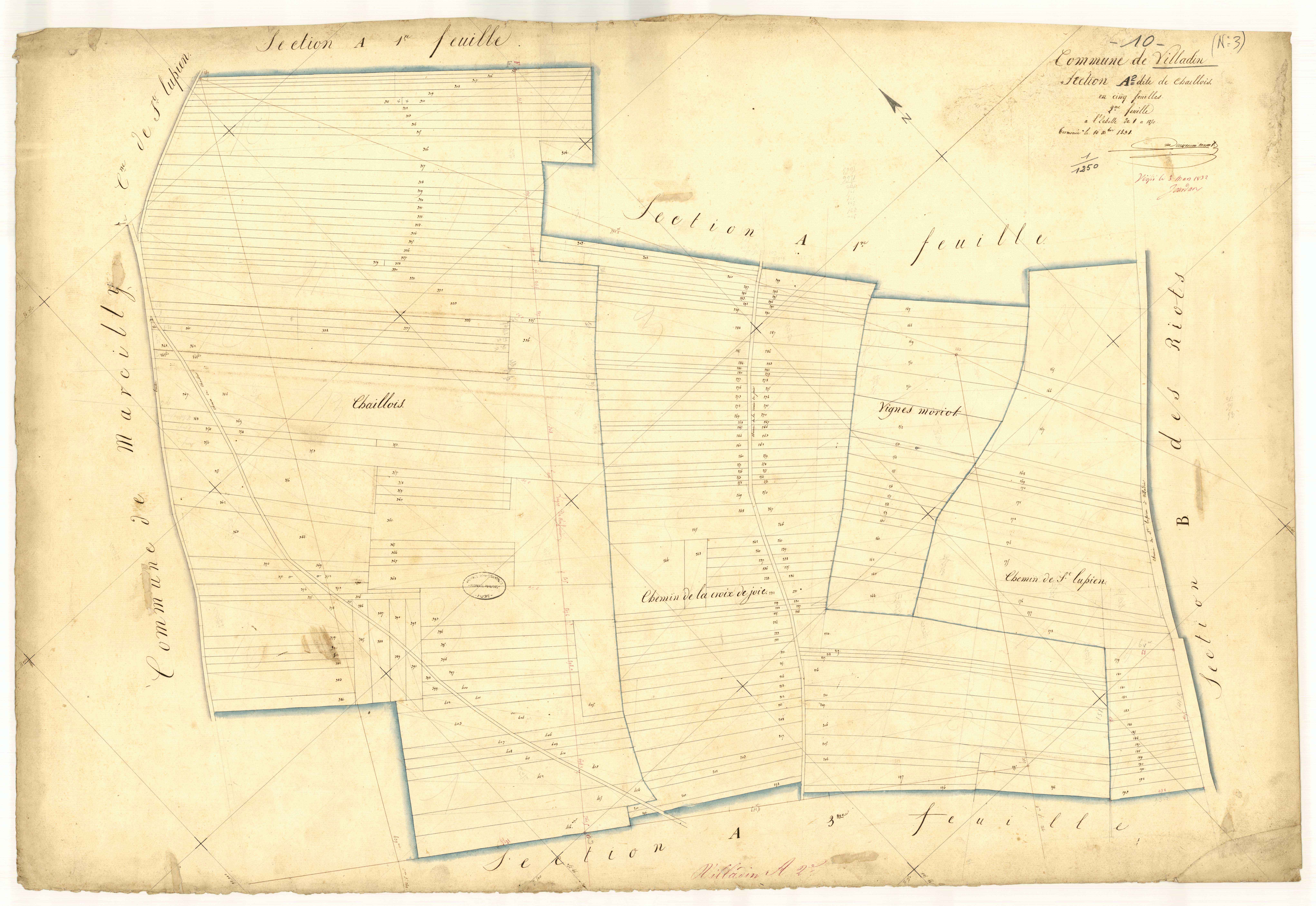 Villadin, section A dite de chaillois, feuille n°2