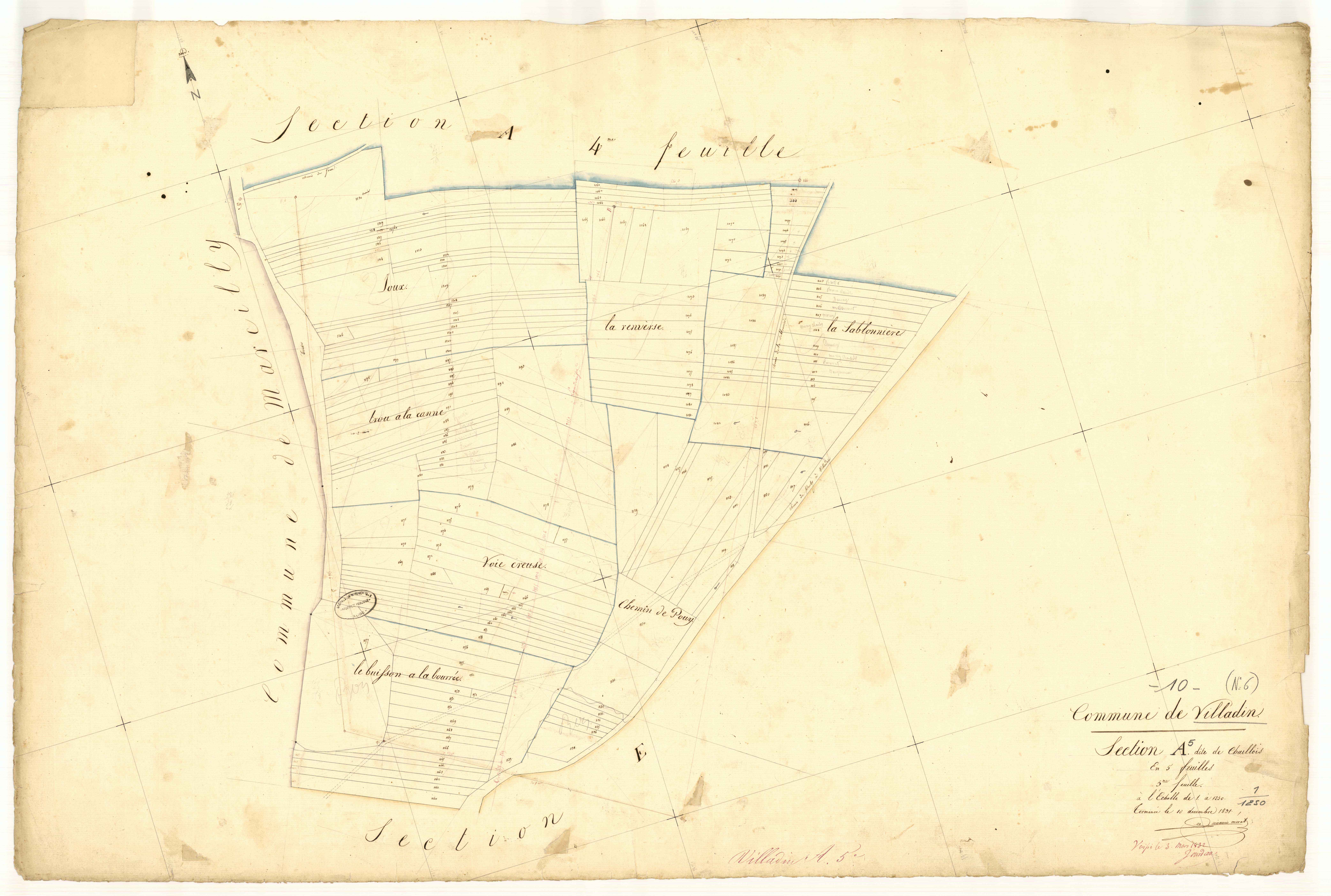 Villadin, section A dite de chaillois, feuille n°5