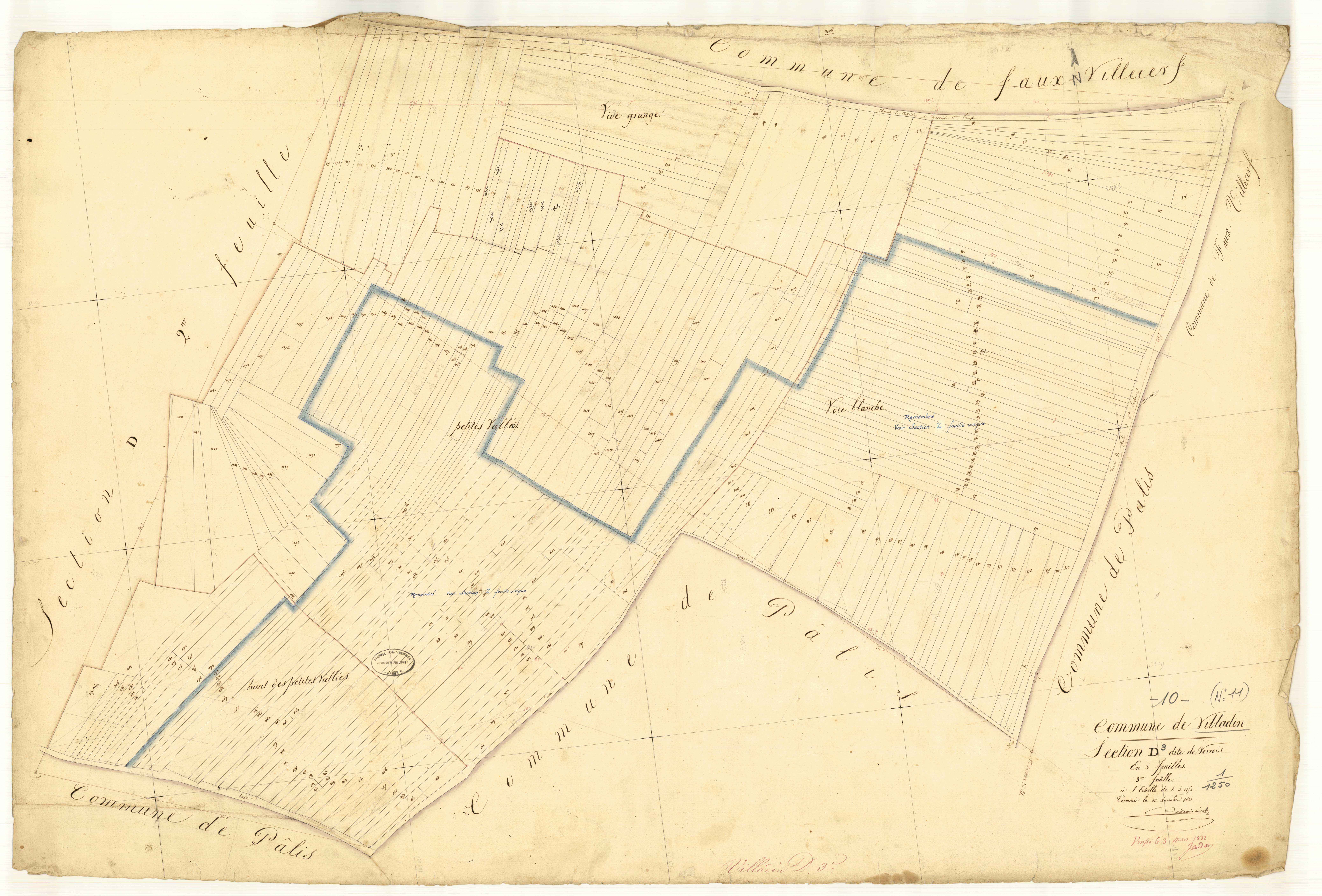 Villadin, section D dite de verrois, feuille n°3