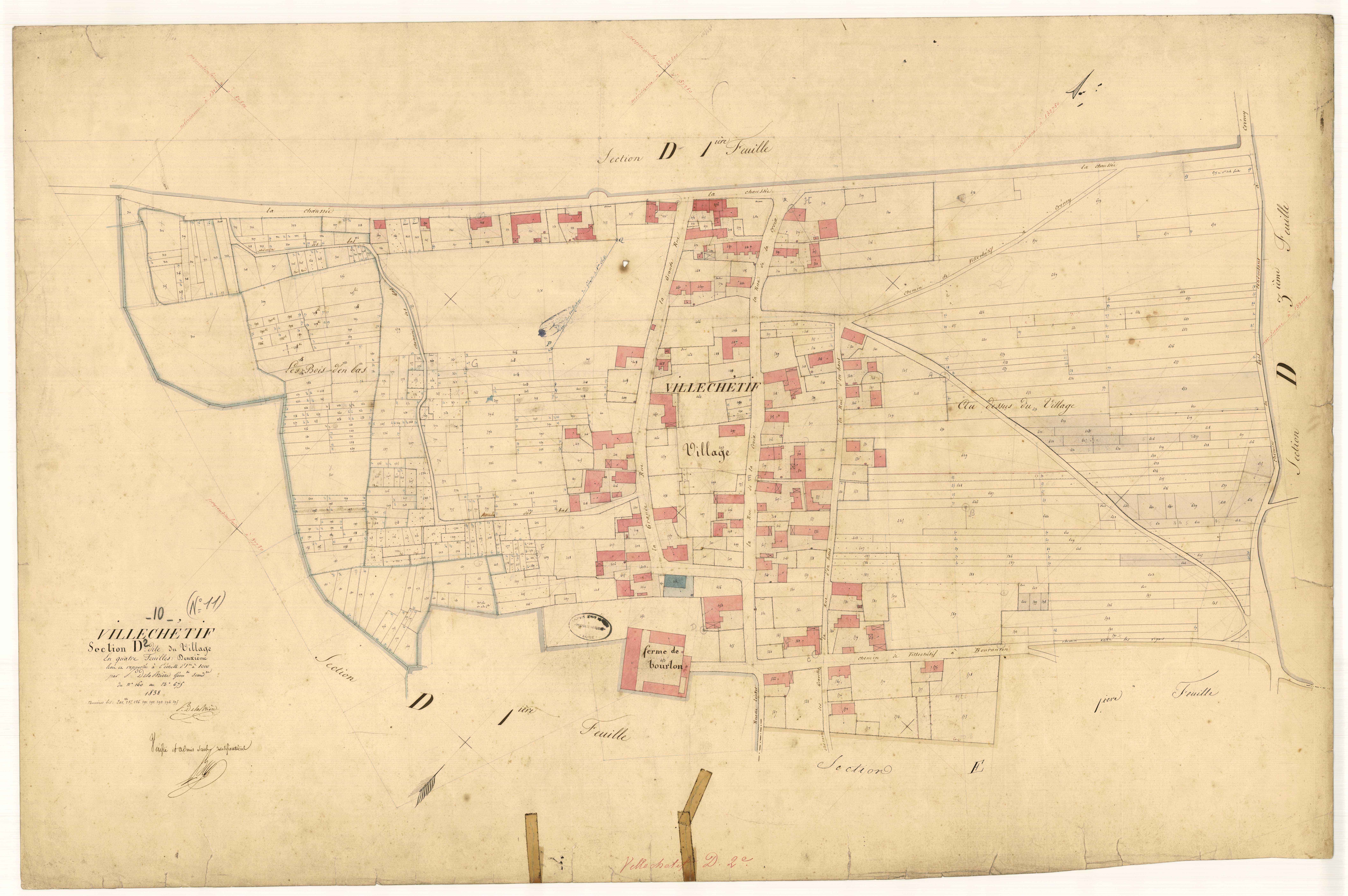 Villechétif, section D dite du village, feuille n°2, parcelles n° 160-675