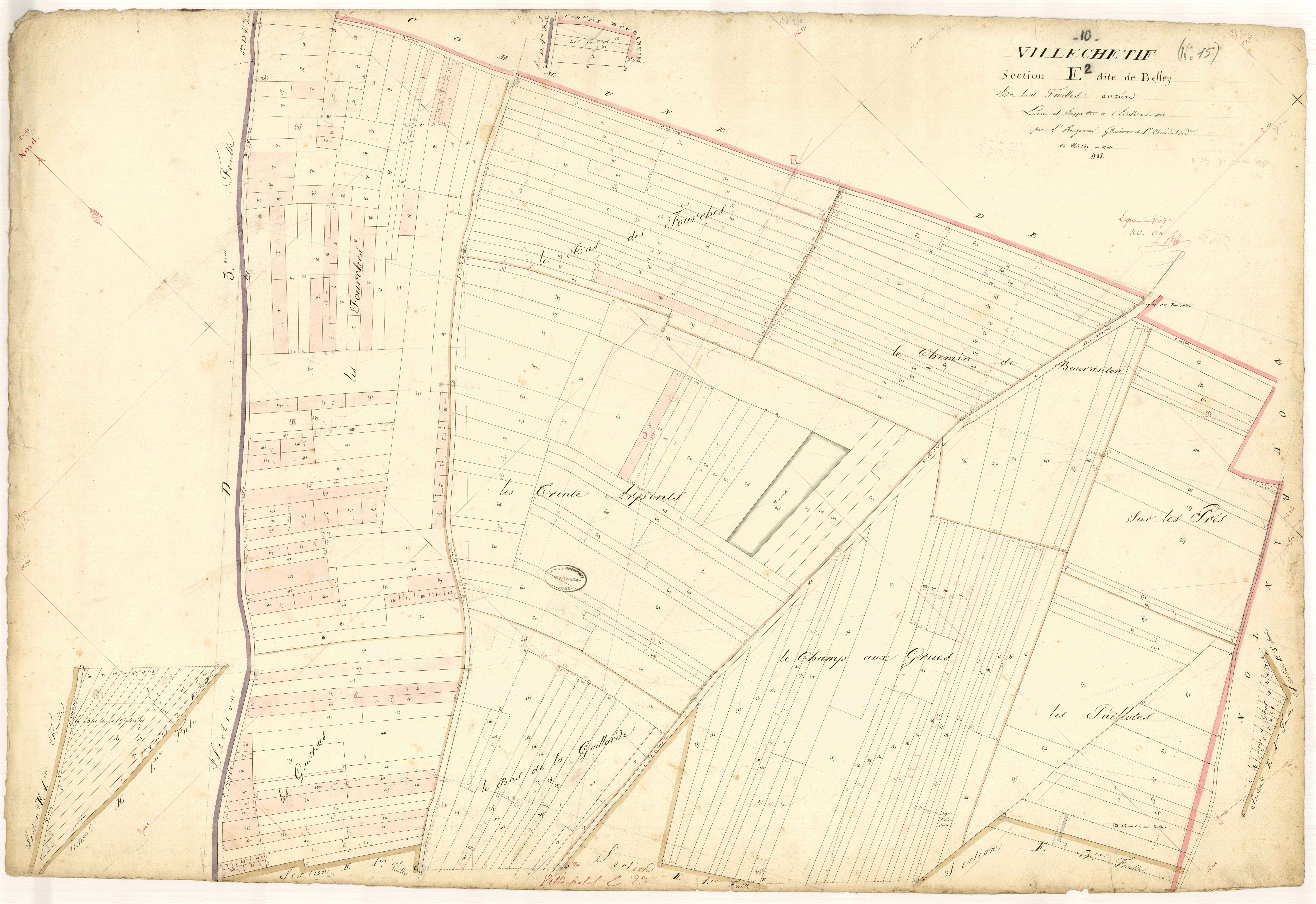 Villechétif, section E dite de Belley, feuille n°2, parcelles n° 349-681
