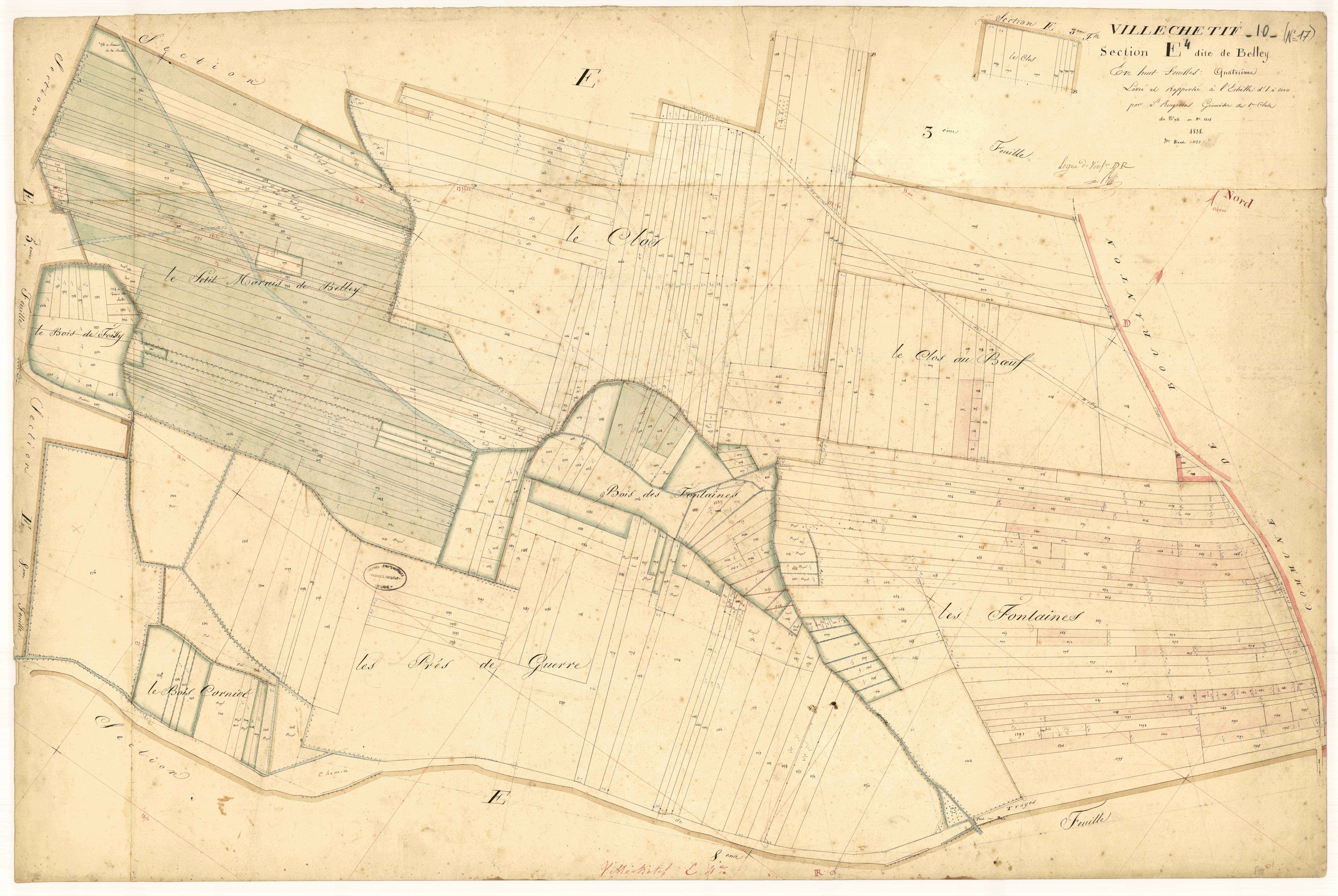 Villechétif, section E dite de Belley, feuille n°4, parcelles n° 954-1334