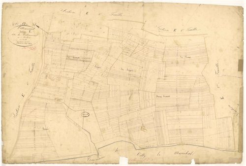 Villemereuil, section E dite de Villemereuil, feuille n°3, parcelles n° 1018-1436