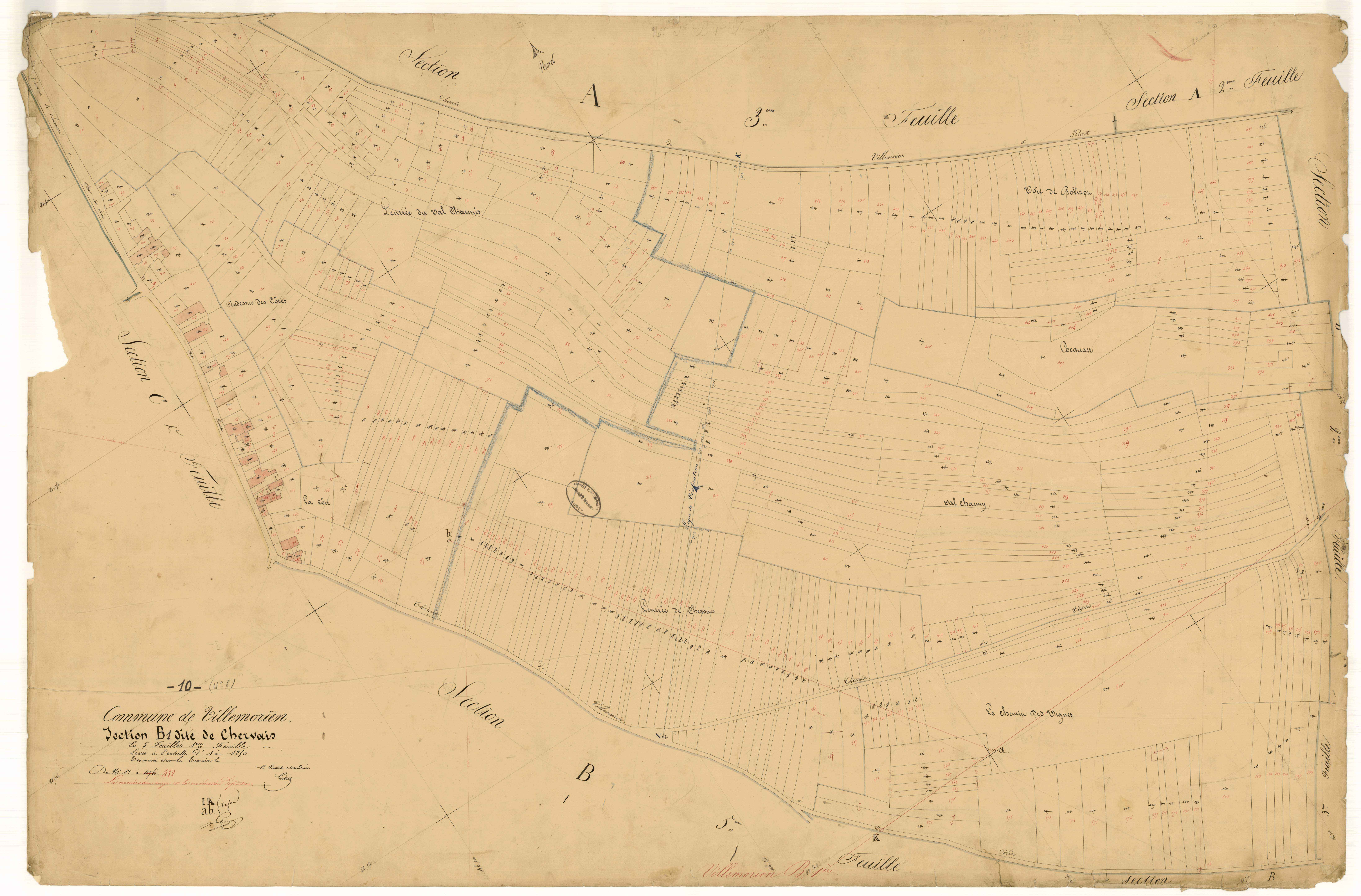 Villemorien, section B dite de chervais, feuille n°1, parcelles n°1-482