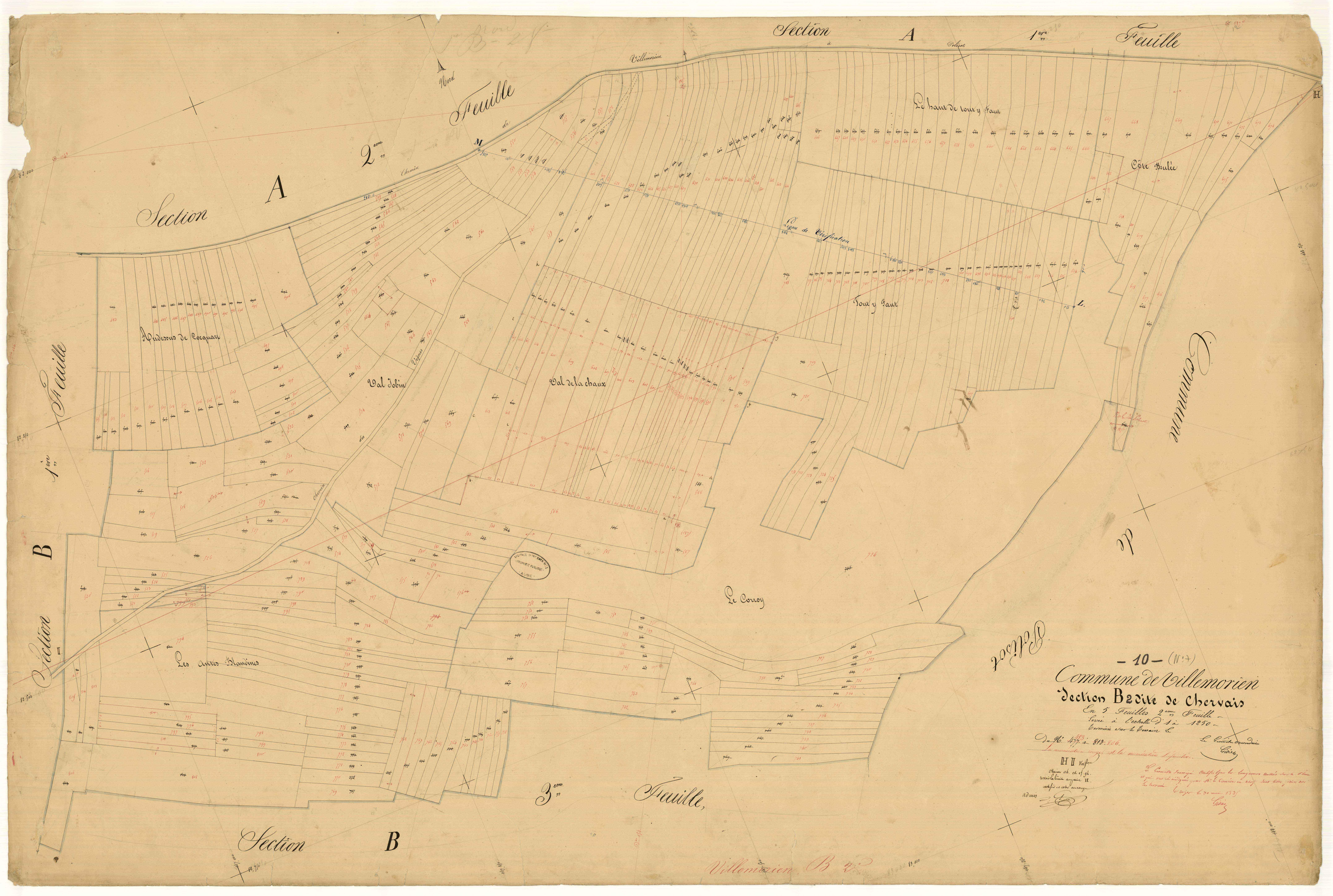 Villemorien, section B dite de chervais, feuille n°2, parcelles n°483-806