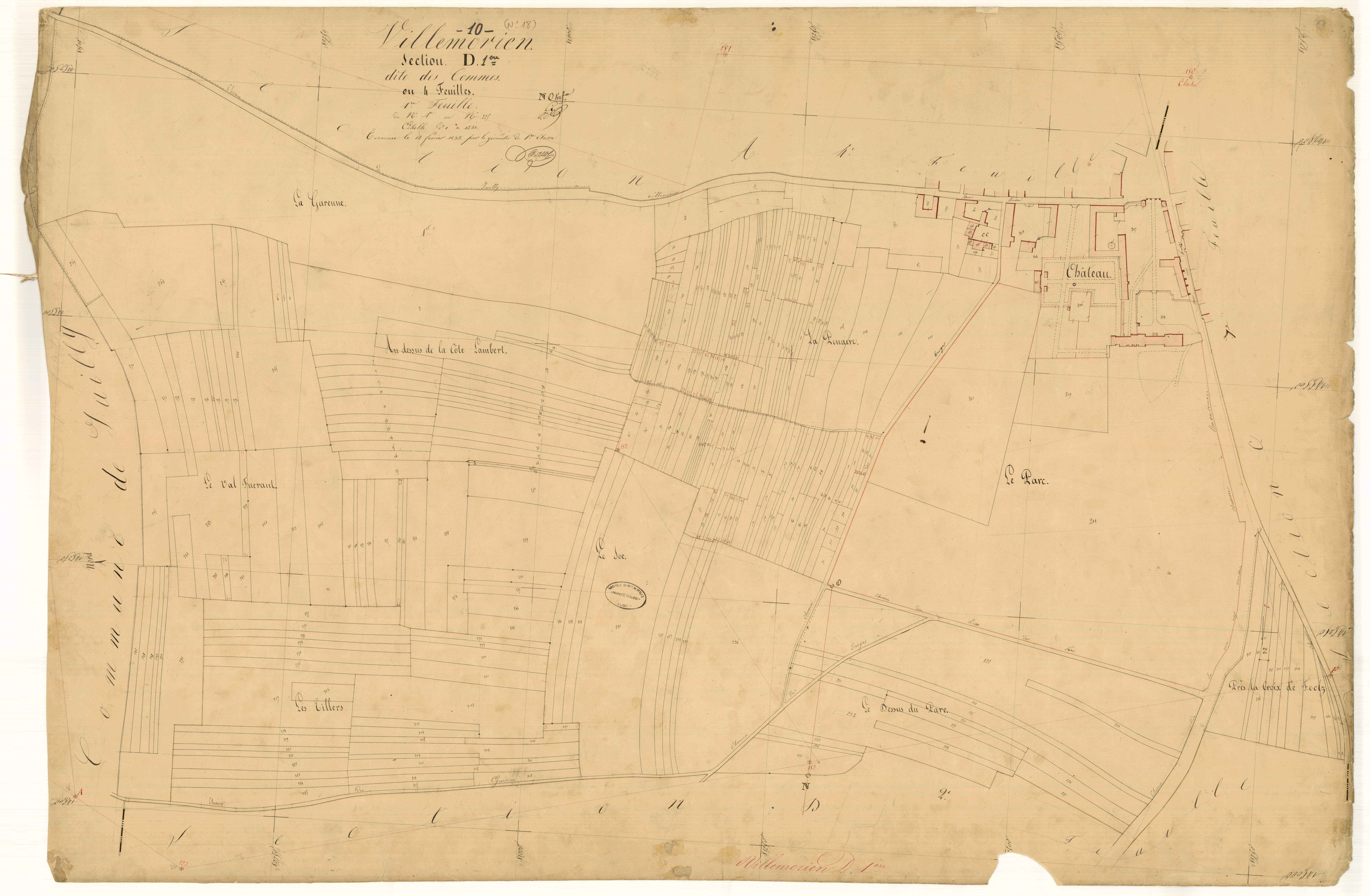 Villemorien, section D dite des commes, feuille n°1, parcelles n°1-325